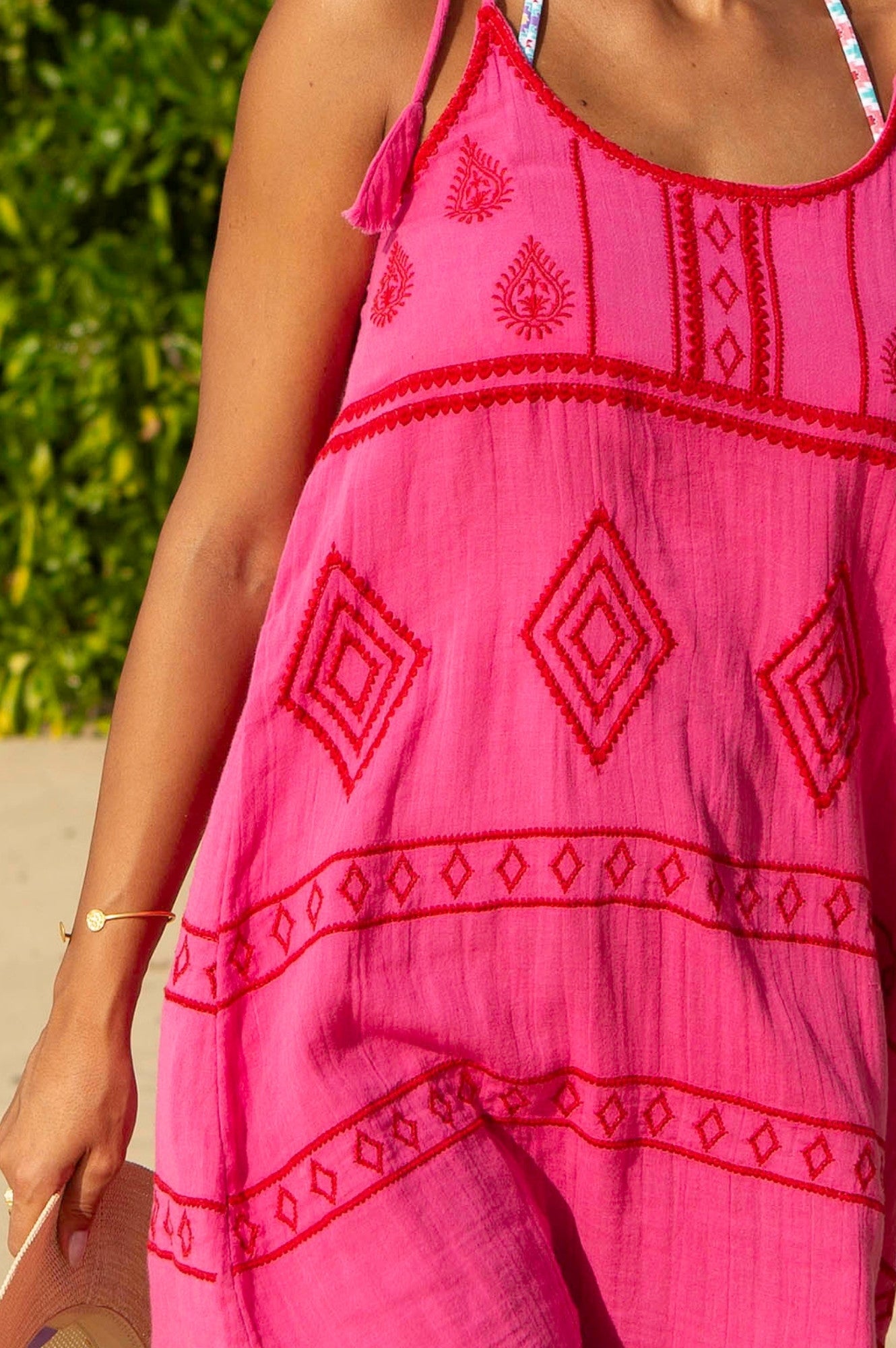 Imogen Dress - Elegant Pink & Red Floral Summer Dress for Women | Perfect for Weddings, Parties & Casual Outings