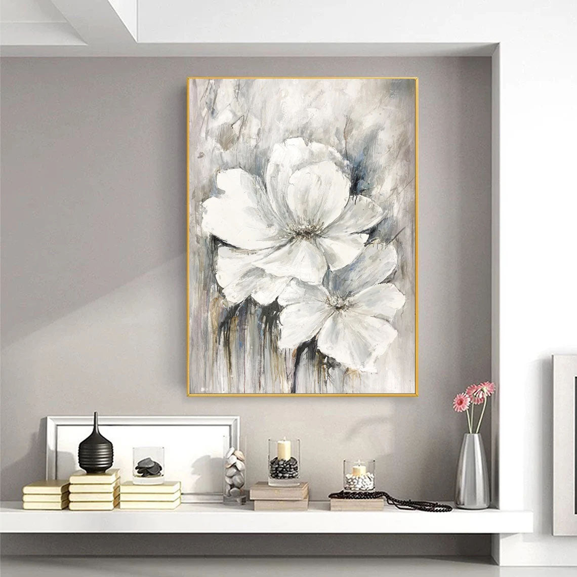 Melancholic White Flowers - Elegant Artificial Floral Arrangement for Home Decor, Wedding Centerpieces & Romantic Gifts