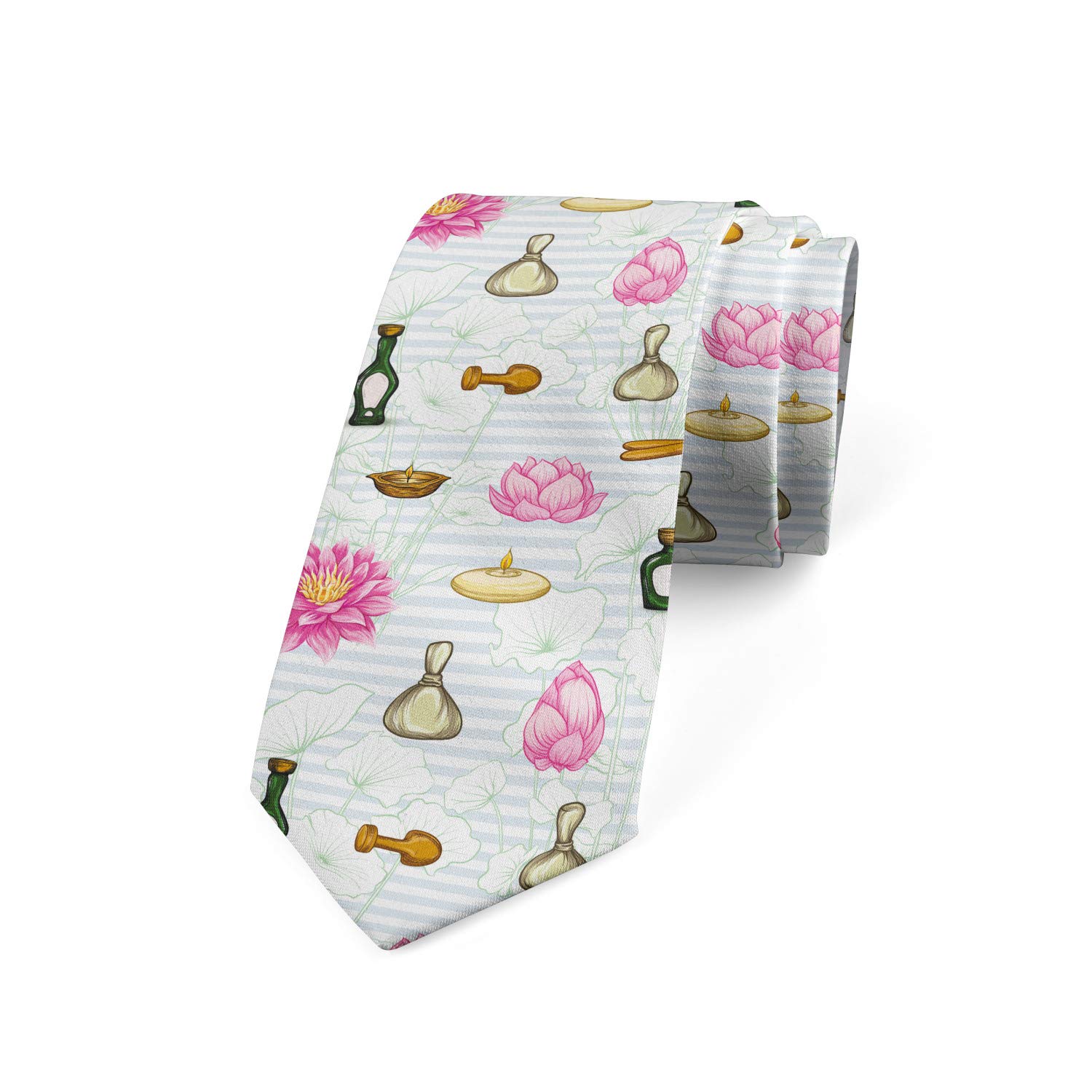Ambesonne Men's Necktie - 3.7 Inch Wide Colorful Perfume Bottle Design in White & Multicolor | Perfect for Business, Weddings & Formal Occasions