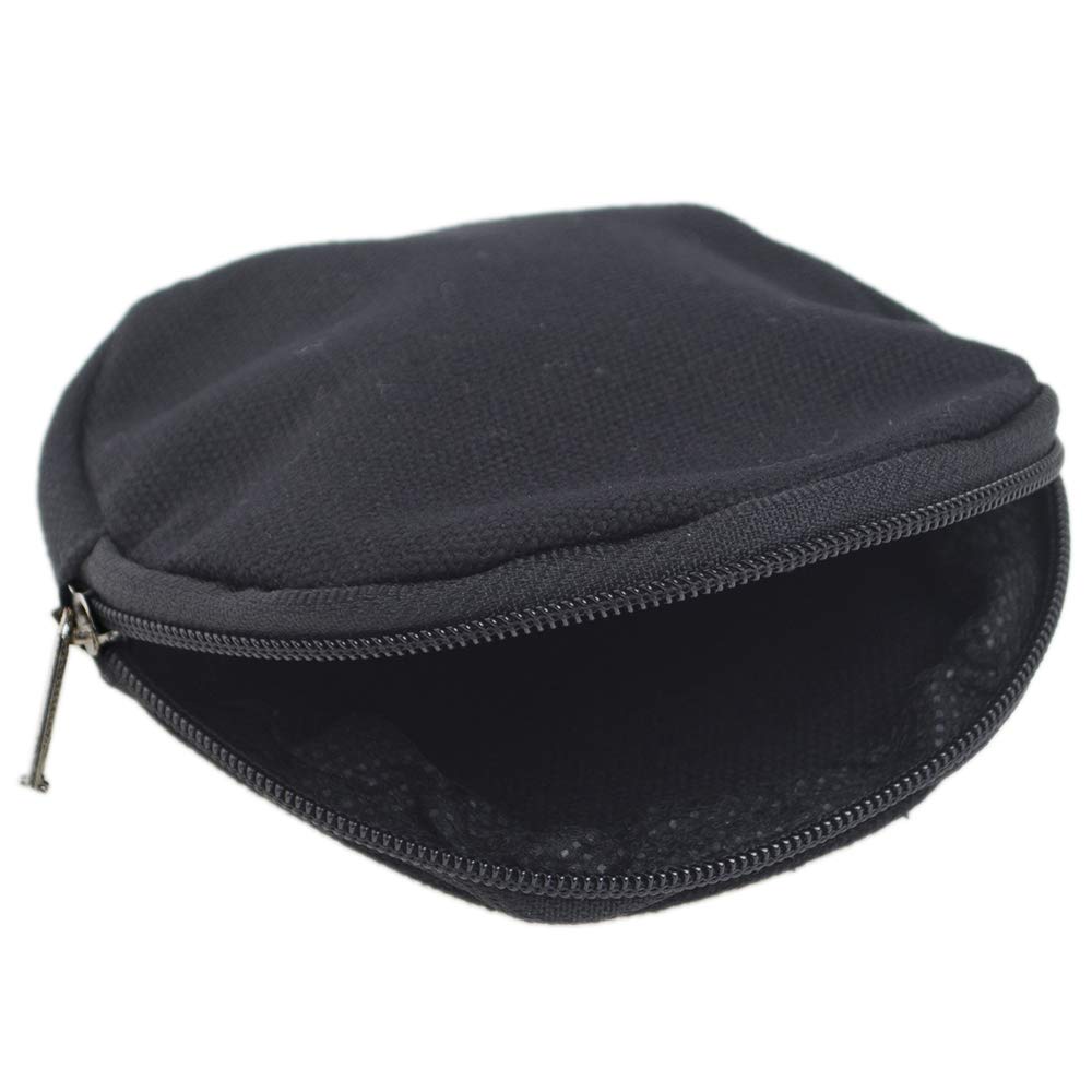 Aspire 12-Pack Black Round Canvas Coin Purses - 4 x 4 Inch Circle Earbud Pouch for Organizing Coins, Jewelry & Small Essentials | Perfect for Travel, Gifts & Daily Use