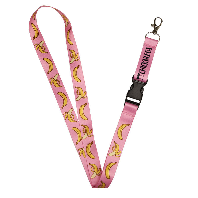 Pink Banana Print Lanyard - Adjustable & Durable Neck Strap for ID Badges, Keys, and Work Accessories - Perfect for Office, School, and Events