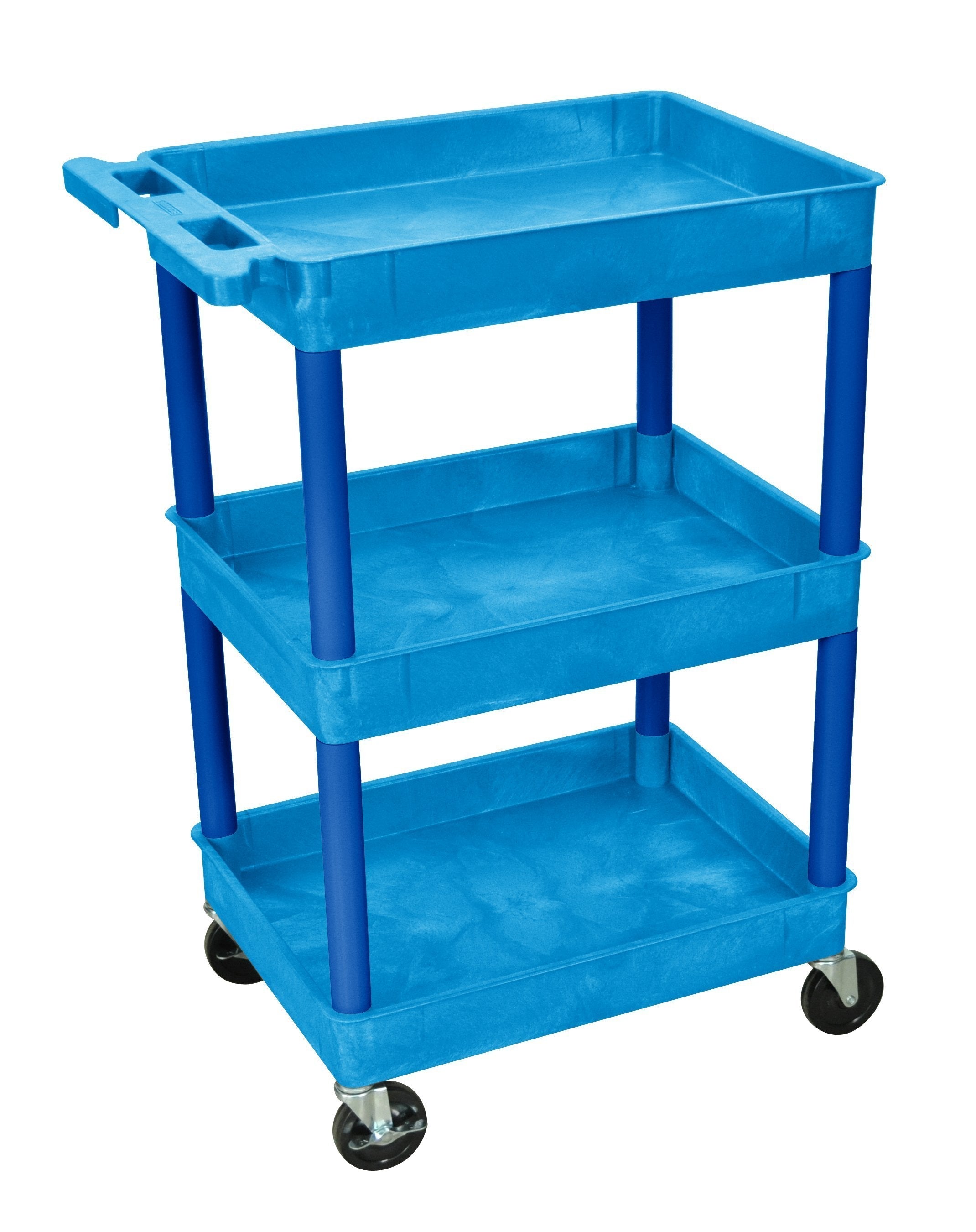 Luxor Blue 3-Tier Rolling Utility Cart with Wheels - Perfect for Bathroom Storage, Kitchen Organization, or Mobile Bar Cart