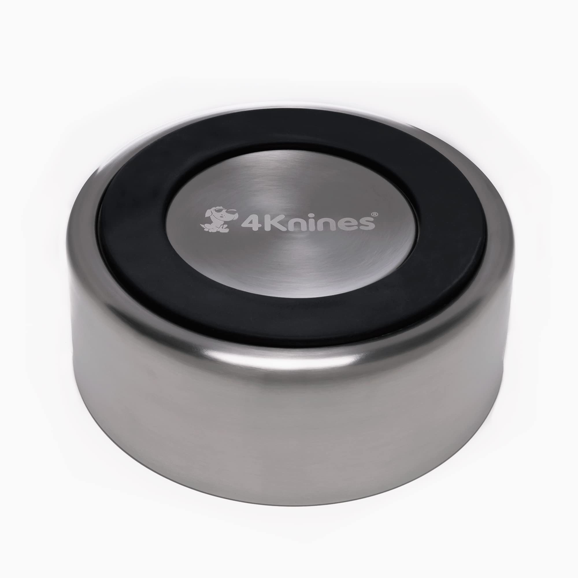 4Knines Stainless Steel Non-Slip Dog Bowl - Durable Pet Food & Water Dish for Large & Small Dogs (Black) - Perfect for Indoor & Outdoor Feeding, Travel, and Training