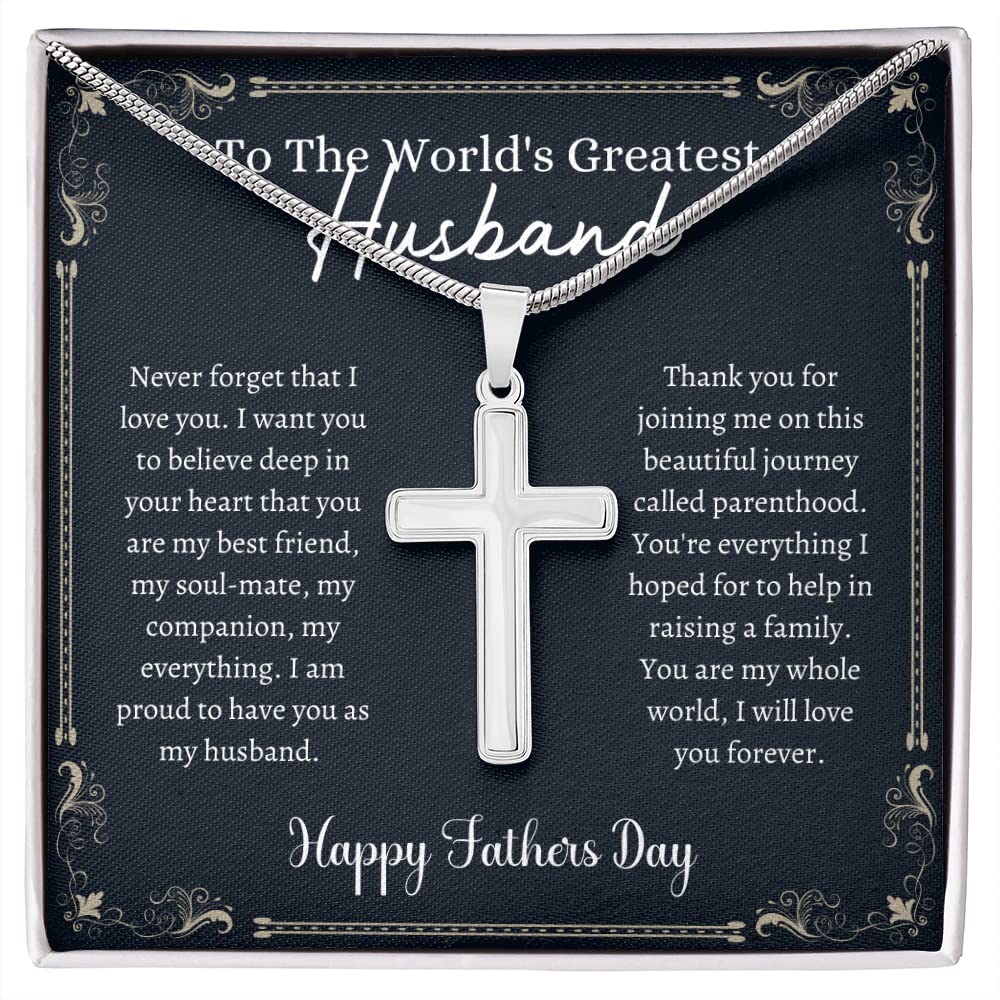Handmade Cross Necklace for Husband - Unique Father's Day Gift from Wife, Personalized Christian Jewelry for Men | Perfect Anniversary, Wedding & Romantic Occasion Present