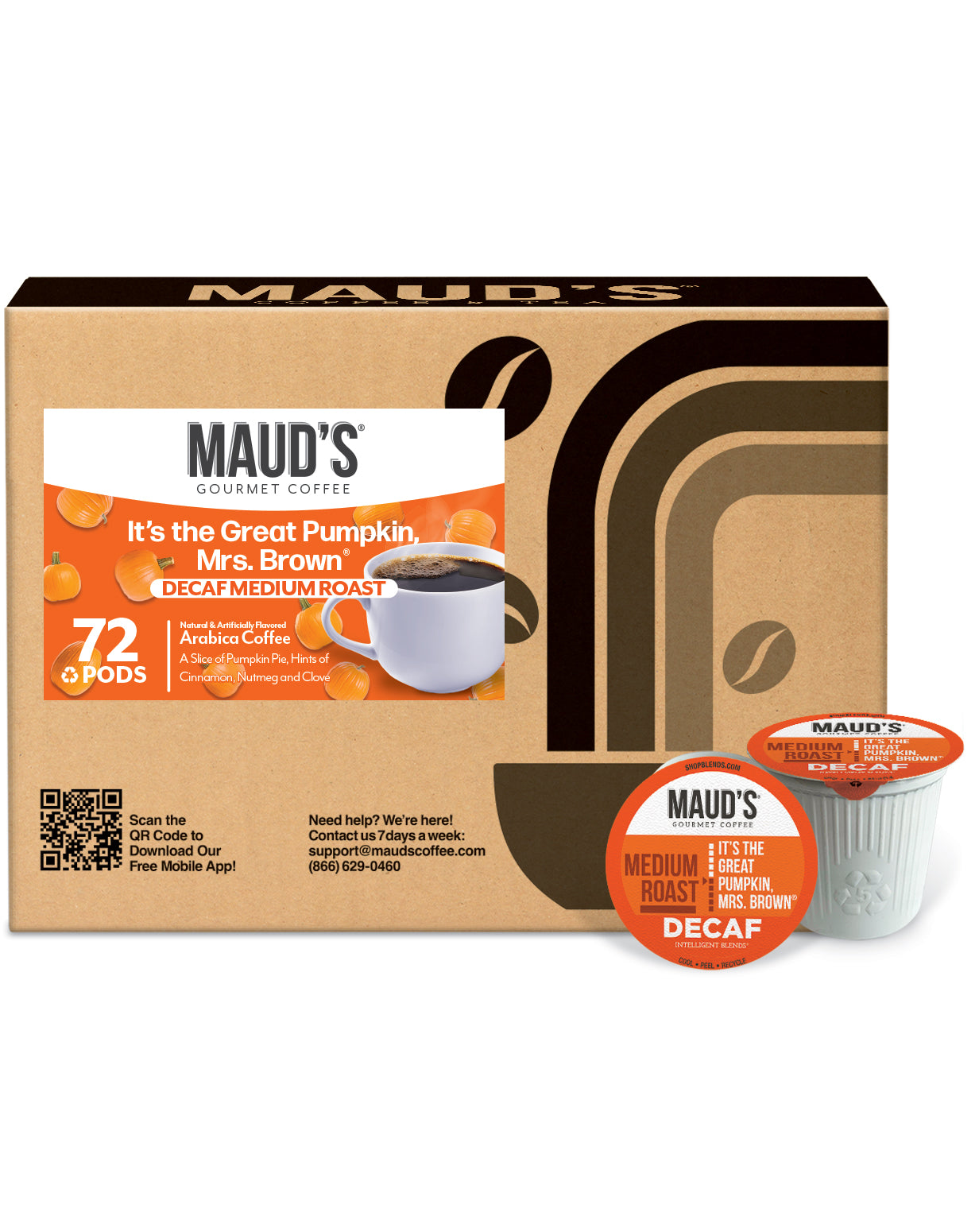 Premium Decaf Pumpkin Spice Coffee Pods by Maud's - Rich Flavor, Low Acid, K-Cup Compatible - Perfect for Cozy Fall Mornings & Holiday Gatherings
