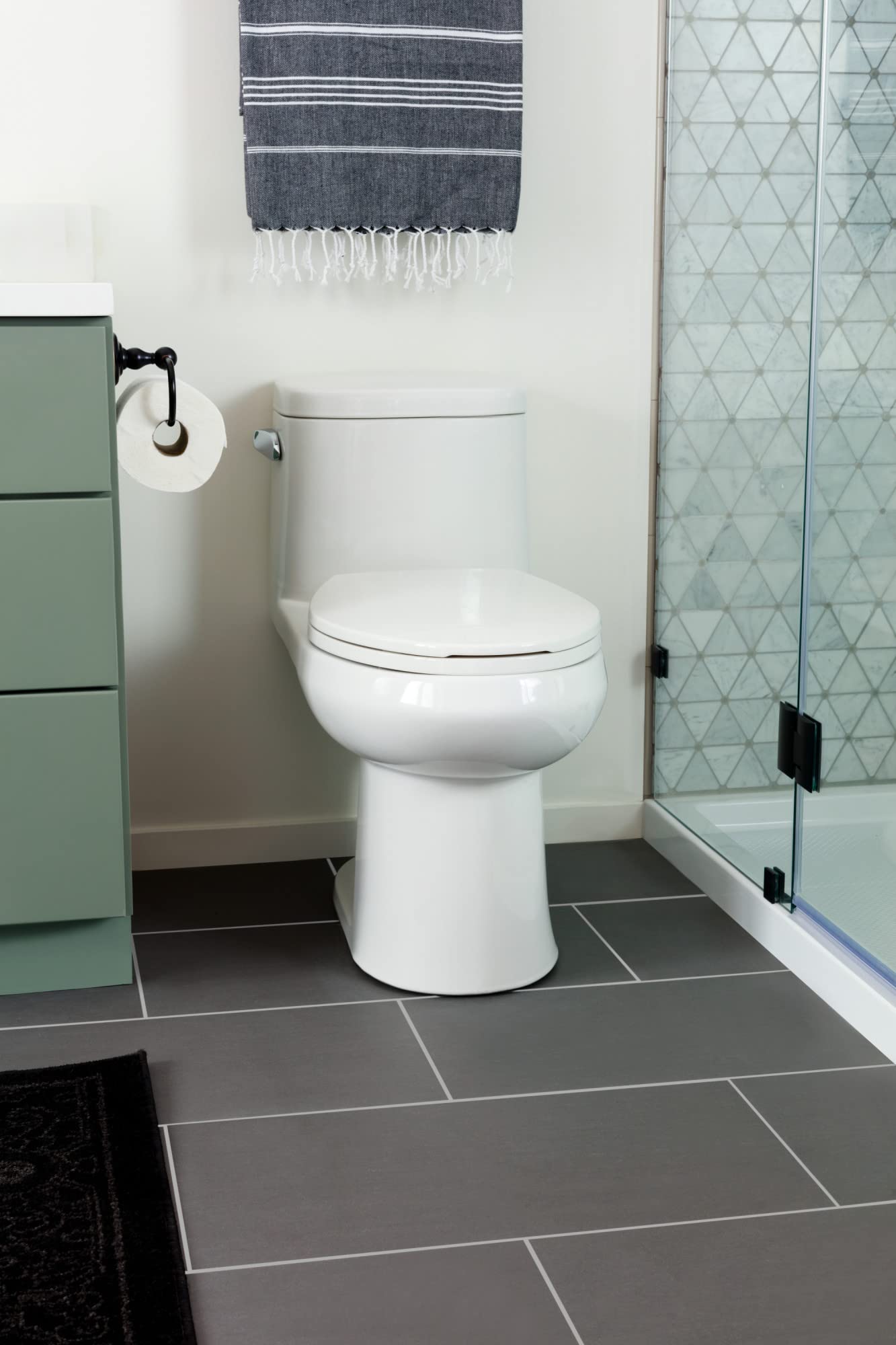 Miseno MNO120C Mia One-Piece High Efficiency Toilet with Elongated Chair Height Bowl - Soft Close Seat & Wax Ring Kit Included - Bright White - Perfect for Modern Bathrooms & Water-Saving Homes