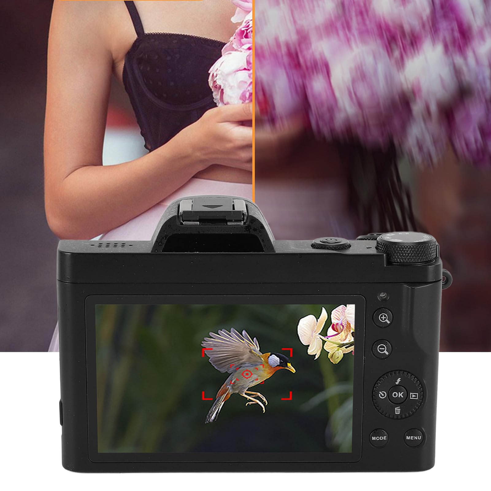 4K 48MP Vlogging Camera with 16X Digital Zoom & 270° Rotatable 3.5