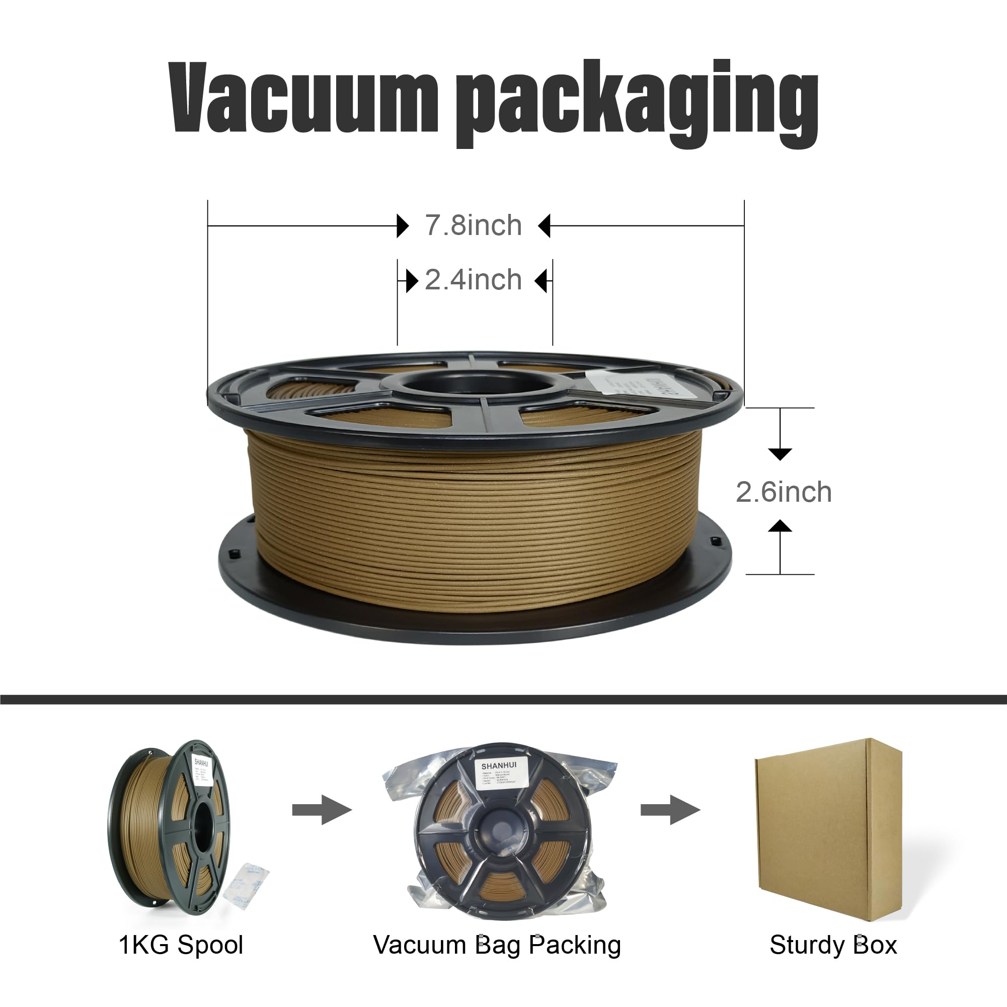 Dark Wood Walnut PLA Filament 1.75mm - 1KG Spool with 30% Real Wood Fiber for 3D Printing | Perfect for Wooden Models, Home Decor & DIY Crafts