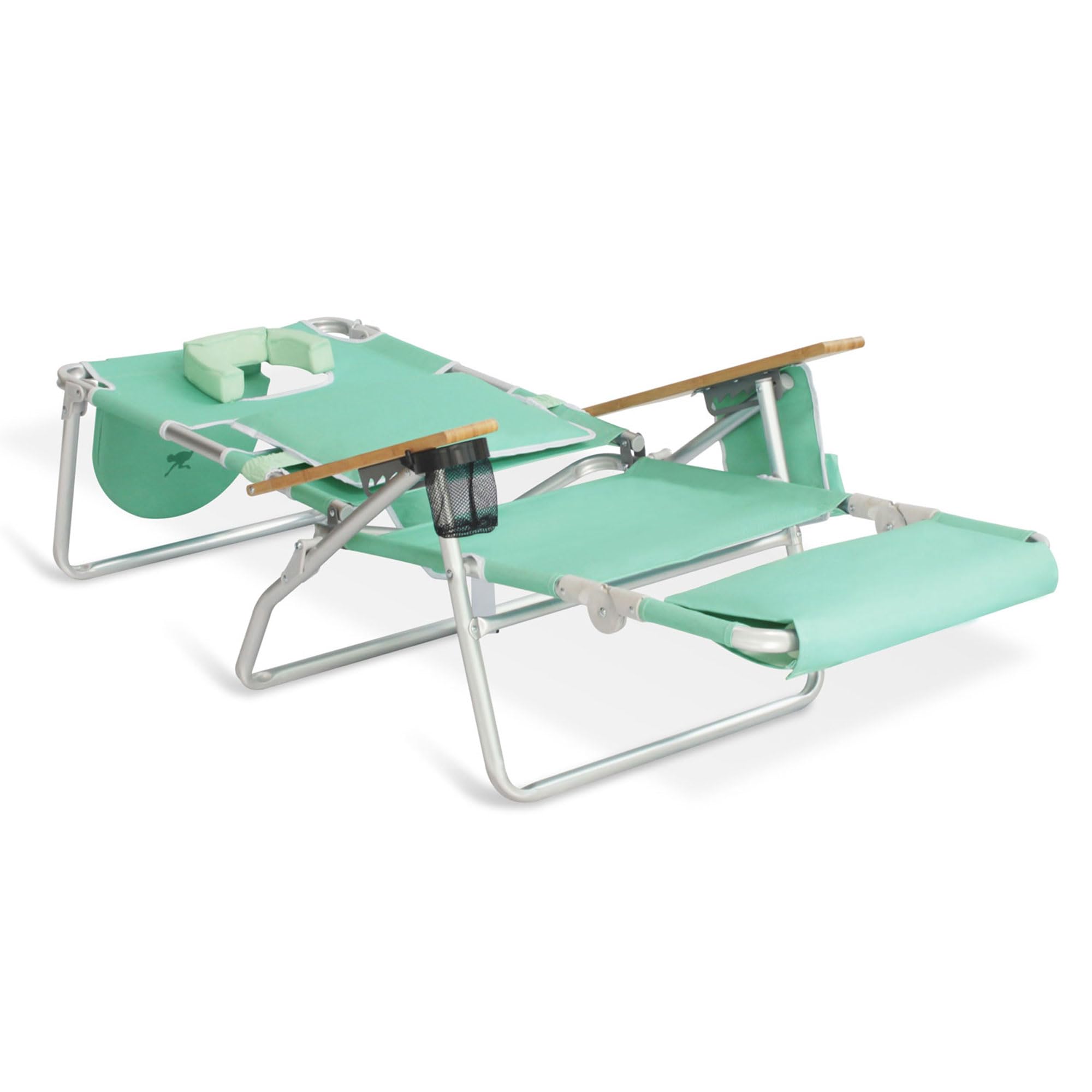 Premium Ostrich Deluxe Reclining Lounge Chair - 3-in-1 Adjustable Folding Outdoor Beach Lounger with Cup Holder, Teal Blue - Perfect for Poolside, Backyard, Patio & Beach Relaxation