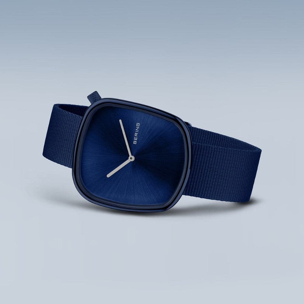 Bering Pebble Blue Dial Unisex Watch with NATO Strap - Waterproof Minimalist Watch for Men & Women - Perfect for Everyday Wear, Outdoor Activities & Fashion Accessories