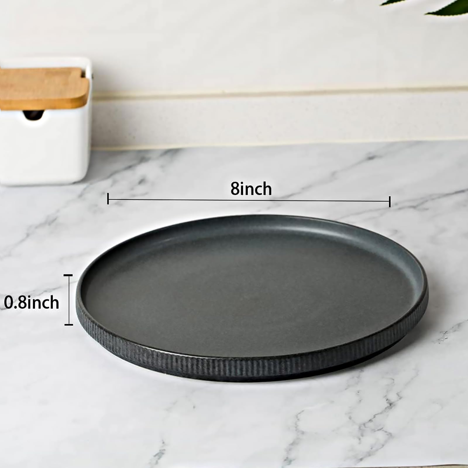 Famiware 8-Inch Star Salad Plates Set of 6 - Premium Stoneware Dinnerware for Dessert, Appetizers & Small Meals - Matte Dark Charcoal Fully Glazed Plates - Perfect for Dinner Parties, Holiday Gatherings & Restaurant Use