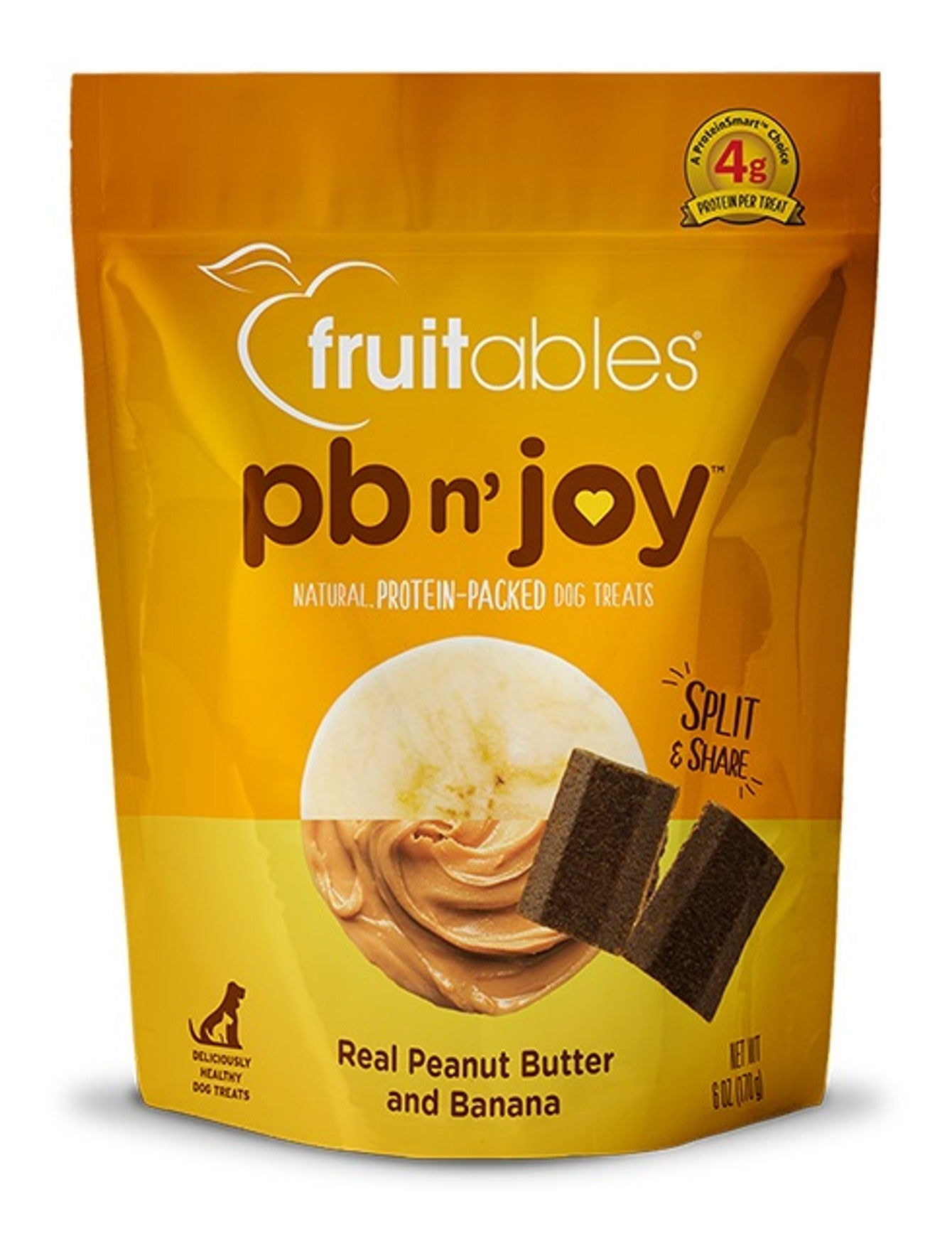 Fruitables PB N' Joy Peanut Butter & Banana Bar Dog Treats 6oz - Healthy Soft Baked Snacks for Small & Large Dogs - Perfect for Training Rewards & Travel Treats