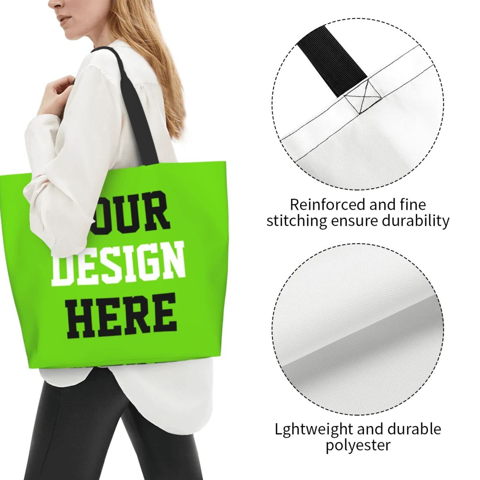 Custom Printed Tote Bags with Logo - Personalized Shoulder Bags for Women, Team, Business & Travel - Ideal for Shopping, Work, School & Promotional Gifts