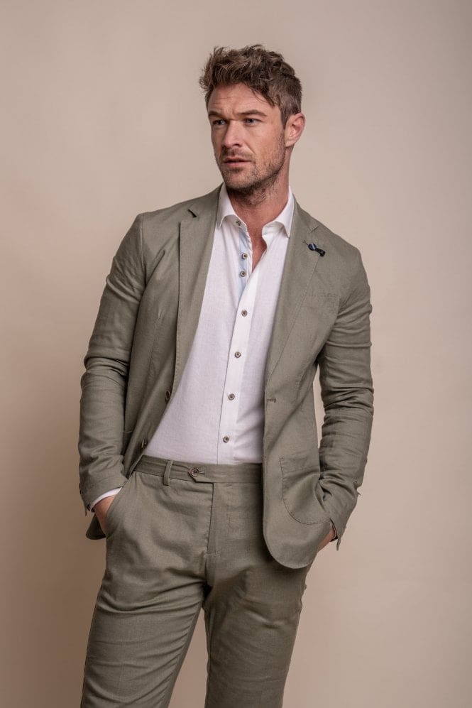Cavani Alvari Men's Sage Green Blazer - Slim Fit Formal Suit Jacket for Business, Office, and Special Occasions
