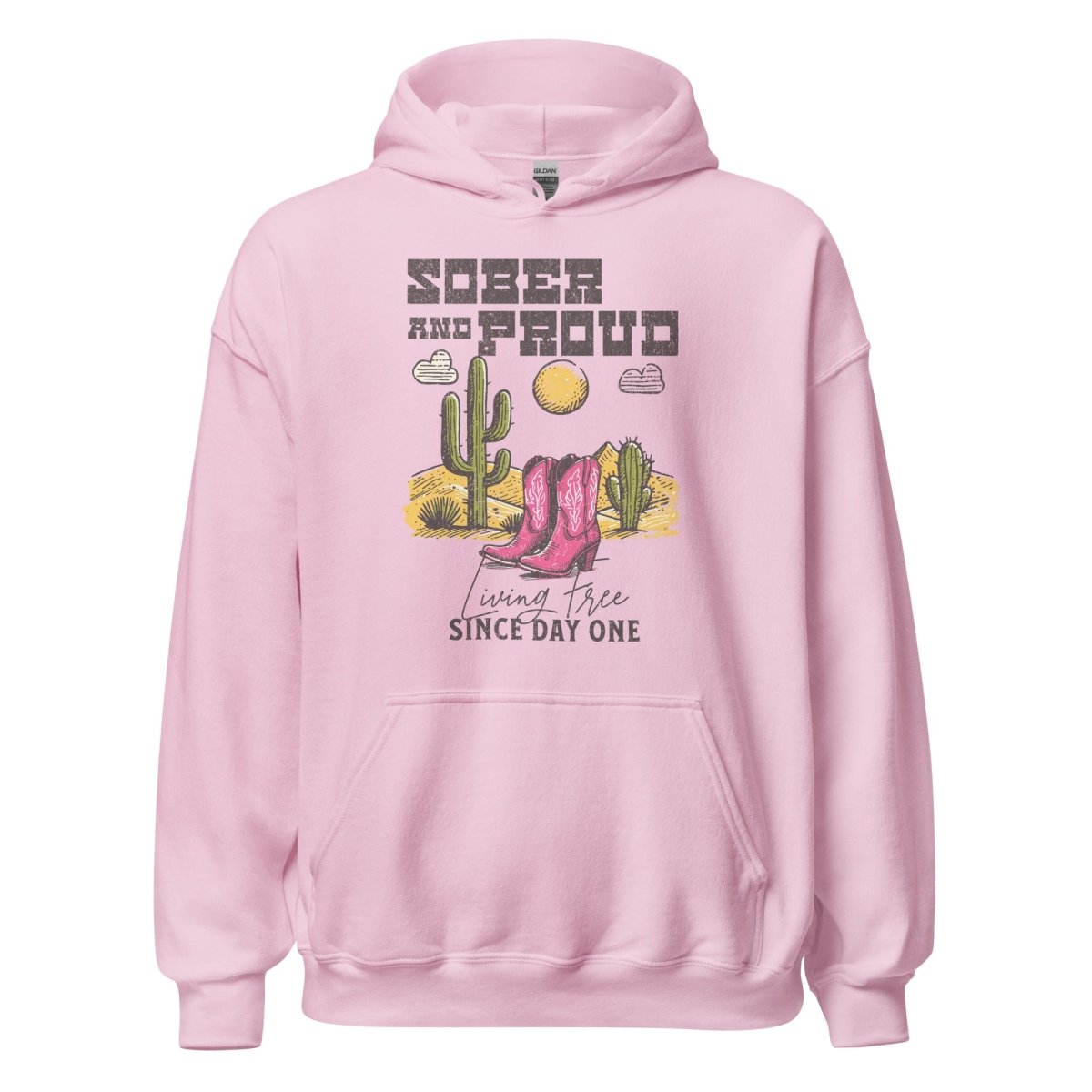 Sober and Proud - Western Desert Hoodie for Men & Women | Unisex Pullover Sweatshirt for Outdoor Adventures & Casual Wear