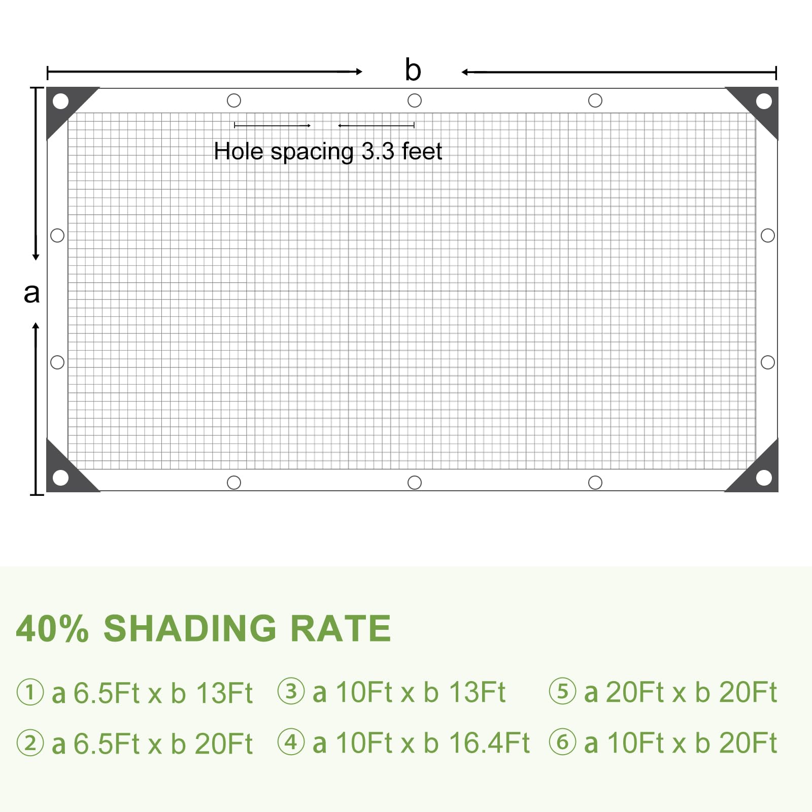 DGSL 40% UV Protection Shade Cloth - 10Ft x 13Ft Greenhouse Cover with Reinforced Grommets | Breathable Mesh Tarp for Pergola, Patio Plants, Chicken Coop & Garden | Outdoor Sun Shade for Backyard, Pool Area & Deck Protection