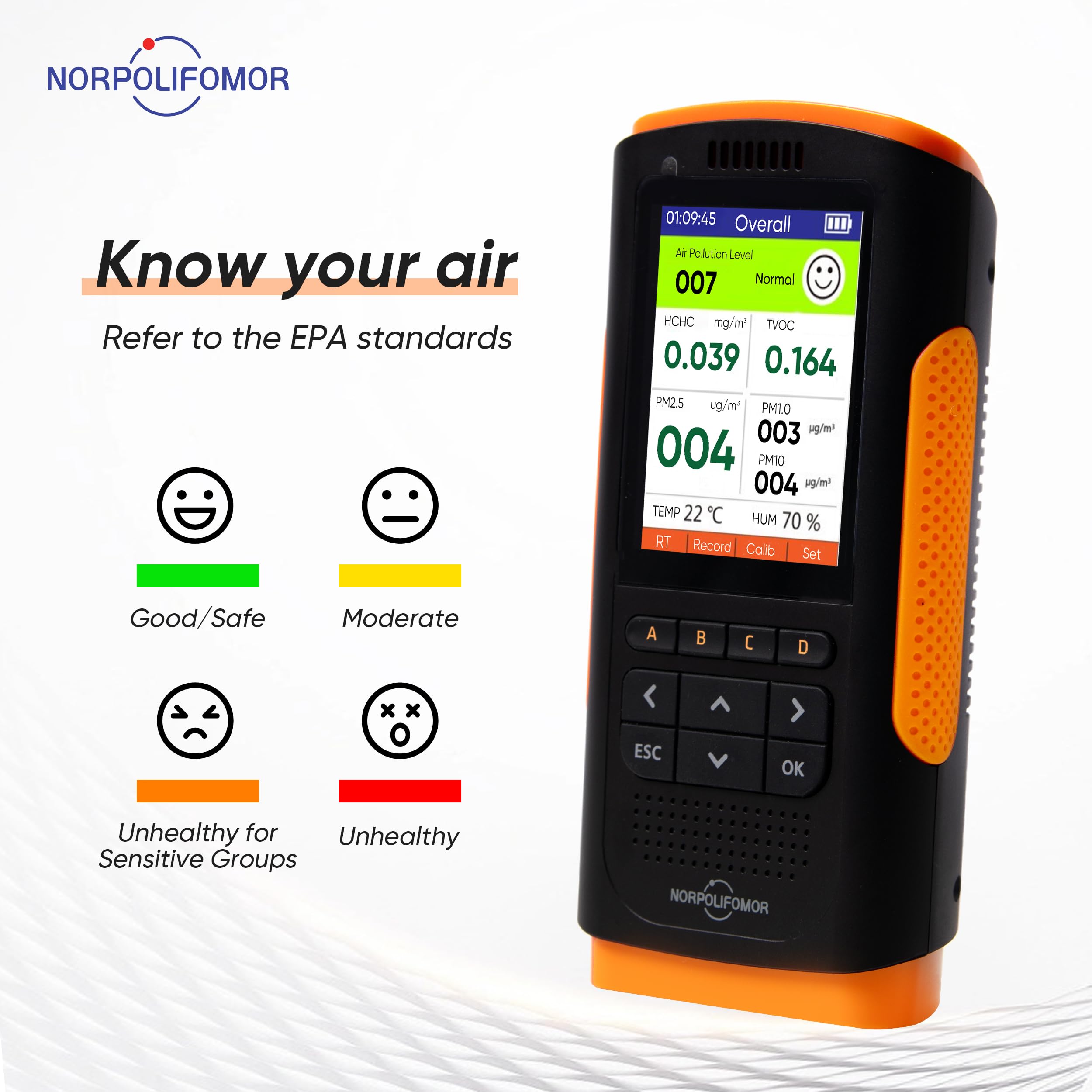 **Indoor Air Quality Monitor - PM2.5, VOC & Formaldehyde Detector for Home, School & Office | Real-Time AQI Meter for Healthy Living & Workspaces**