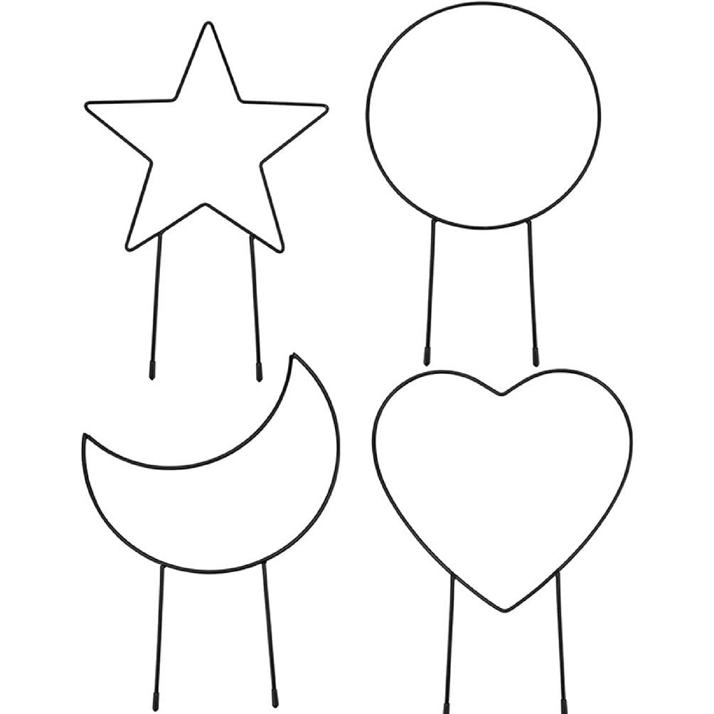 4pcs Durable Plant Trellis Set - Indoor/Outdoor Metal Plant Support Frame for Climbing Flowers & Vines (Star, Moon, Heart Shapes) | Perfect for Garden, Balcony & Home Decor