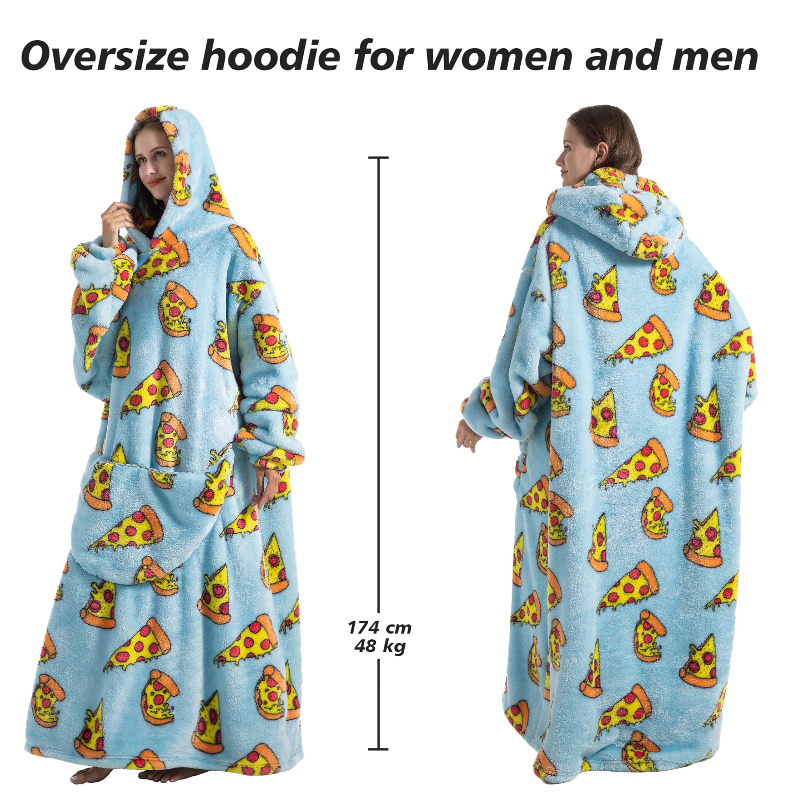 Cozy Wearable Blanket Hoodie for Women & Men - Soft Fleece Hooded Sweatshirt with Pockets, Perfect Birthday Gift for Her/Him | Great for Lounging, Camping & Cold Weather Comfort
