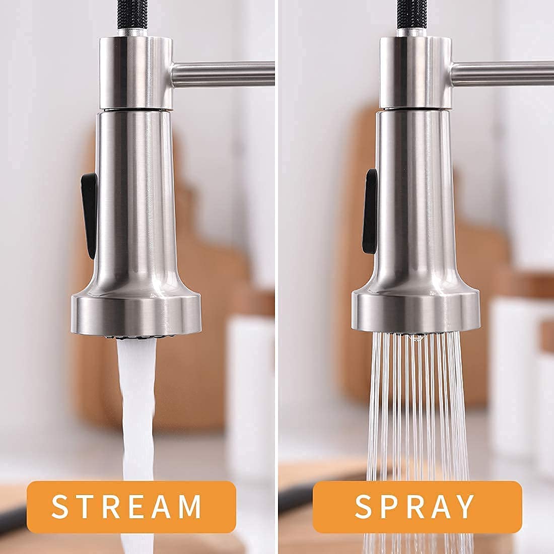 GIMILI Touchless Spring Kitchen Faucet with Soap Dispenser - Brushed Nickel Finish, Hands-Free Sensor Faucet for Modern Kitchens | Perfect for Cooking, Washing Dishes & Hygienic Food Prep