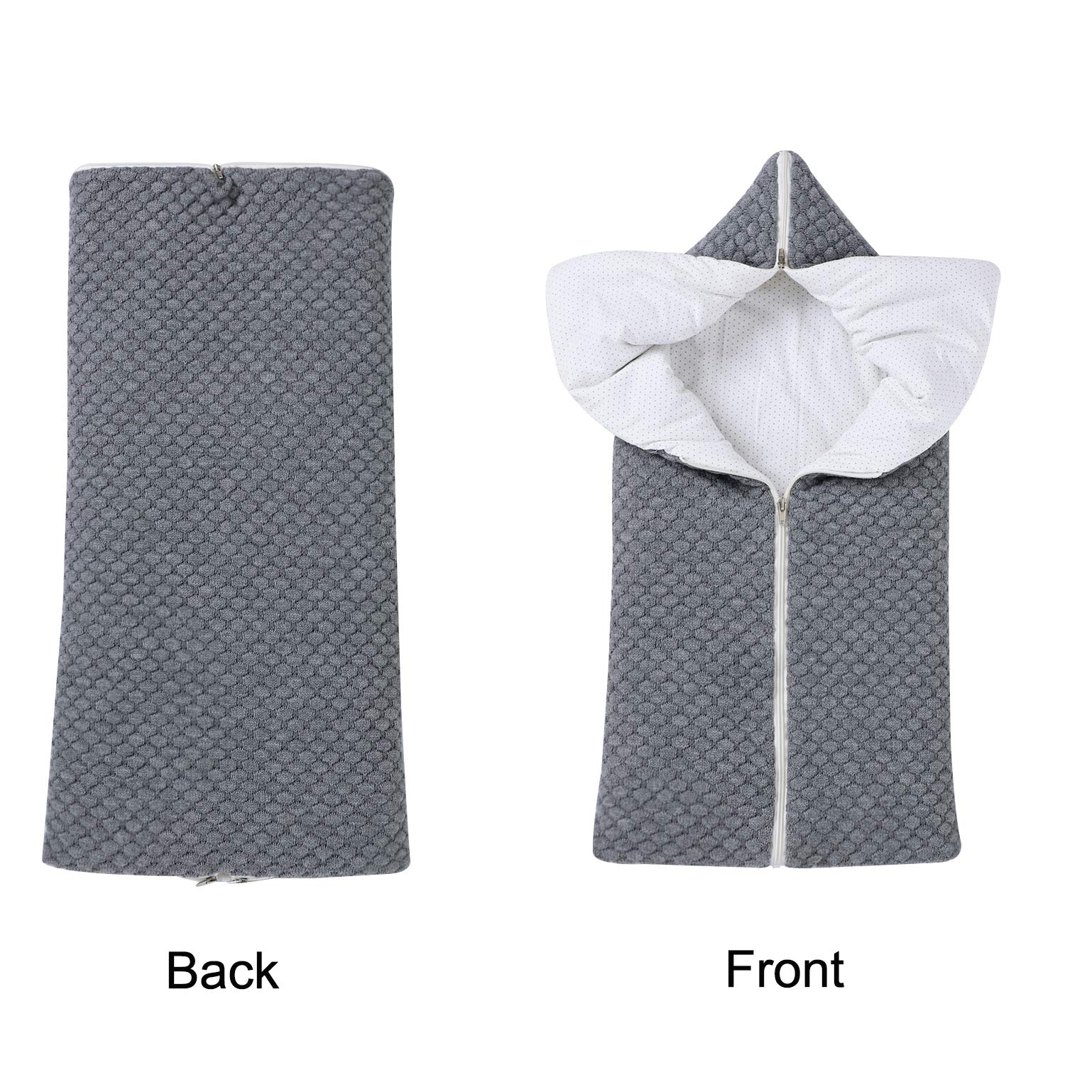 Soft Knitted Baby Sleeping Bag Hooded Swaddle Sack Blanket for Newborns 0-12 Months - Cozy Unisex Swaddle Wrap for Stroller, Crib & Travel - Perfect Baby Shower Gift (Grey) - Ideal for Nursery, Daycare & On-the-Go Parenting