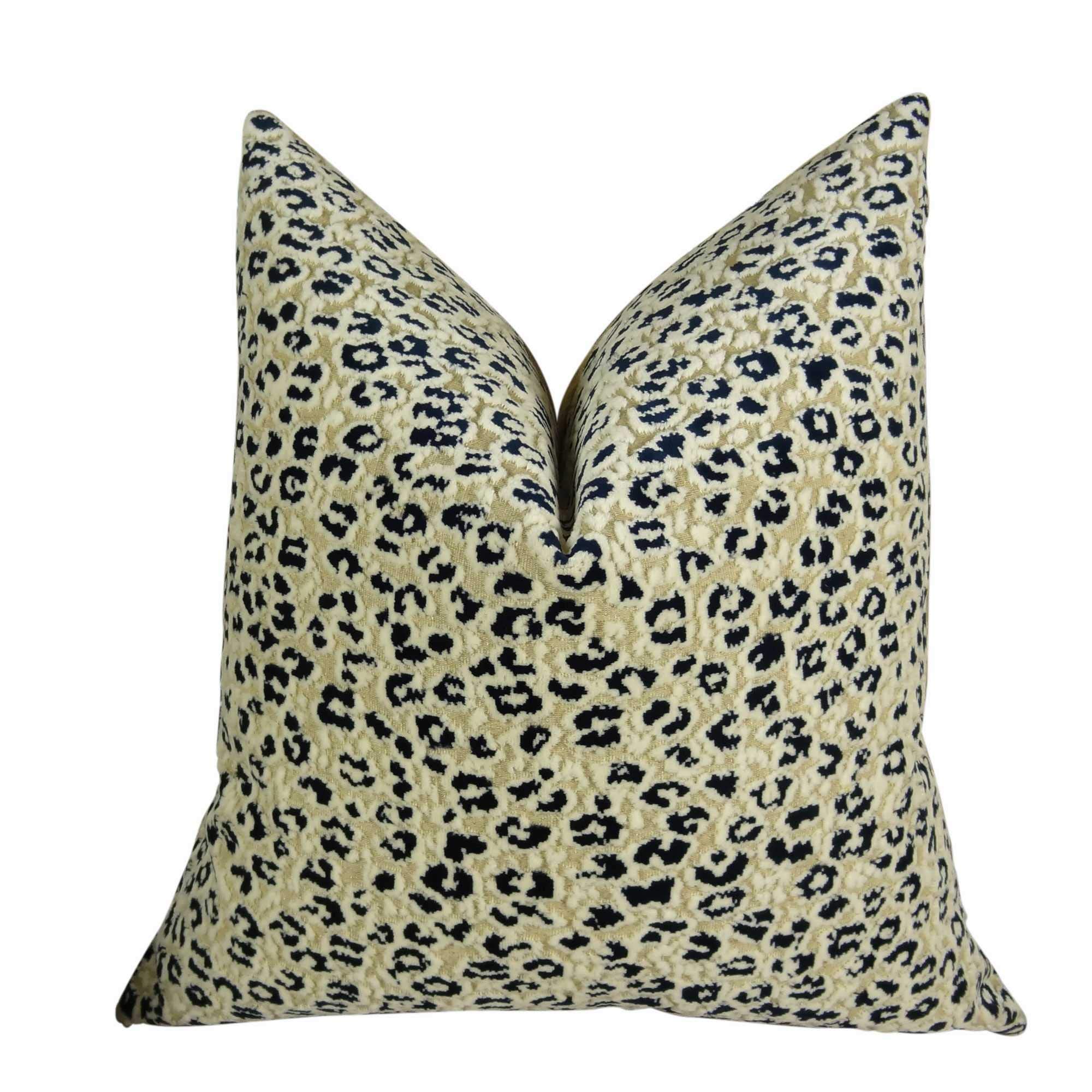 Plutus Soft Cheetah Handmade Throw Pillow 16x16 Inches - Cream & Black Bohemian Decorative Cushion for Sofa, Bed, Living Room & Nursery