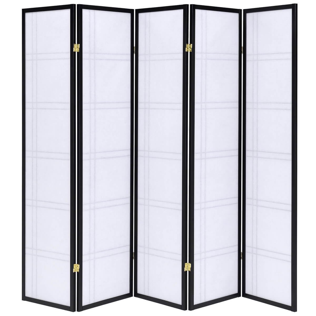 Legacy Decor 5-Panel Room Divider Privacy Screen - 5.9 ft Tall x 7.3 ft Wide Black Lattice Design for Home, Office & Outdoor Space Separation