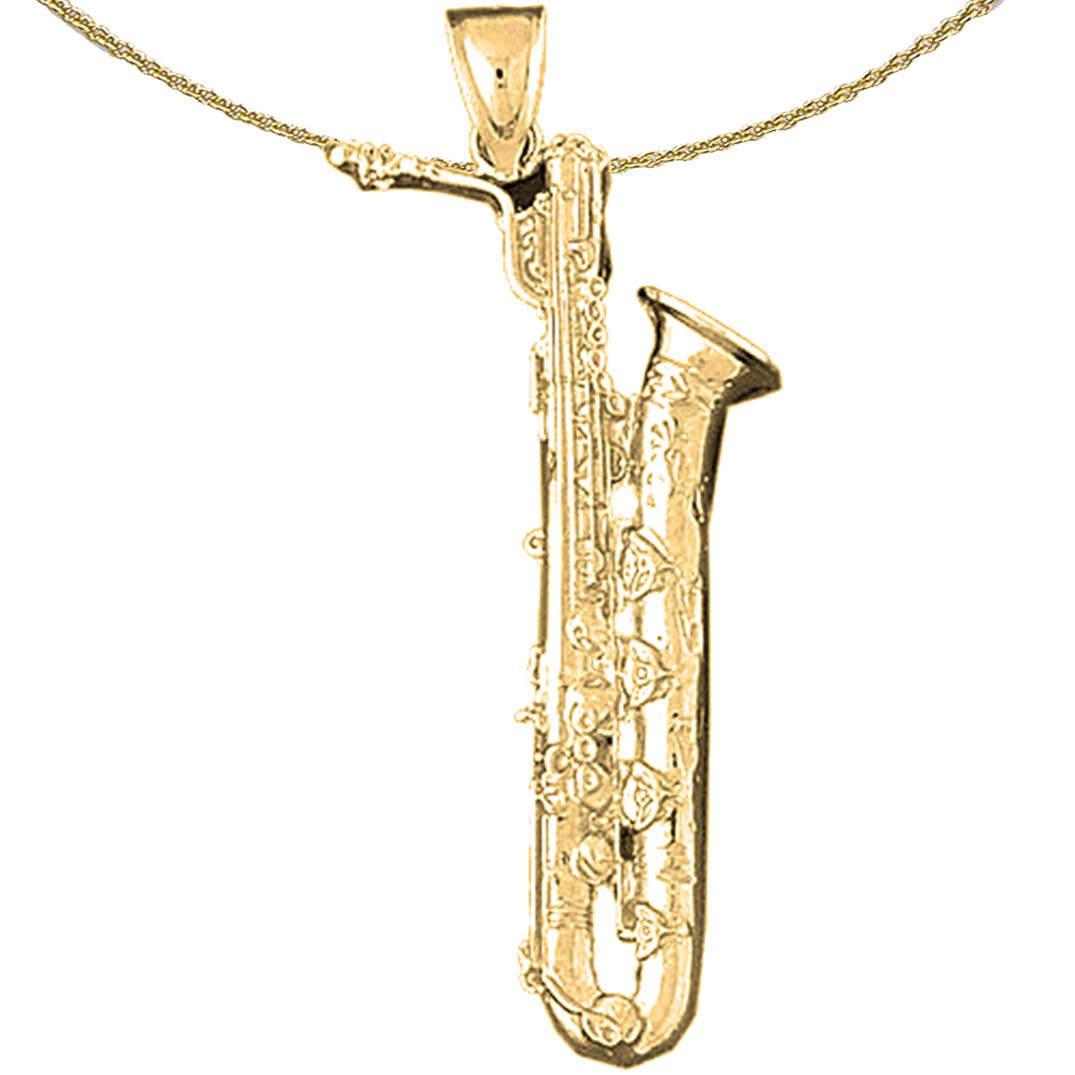 14K Yellow Gold-Plated 925 Silver Saxophone Pendant Necklace - 18