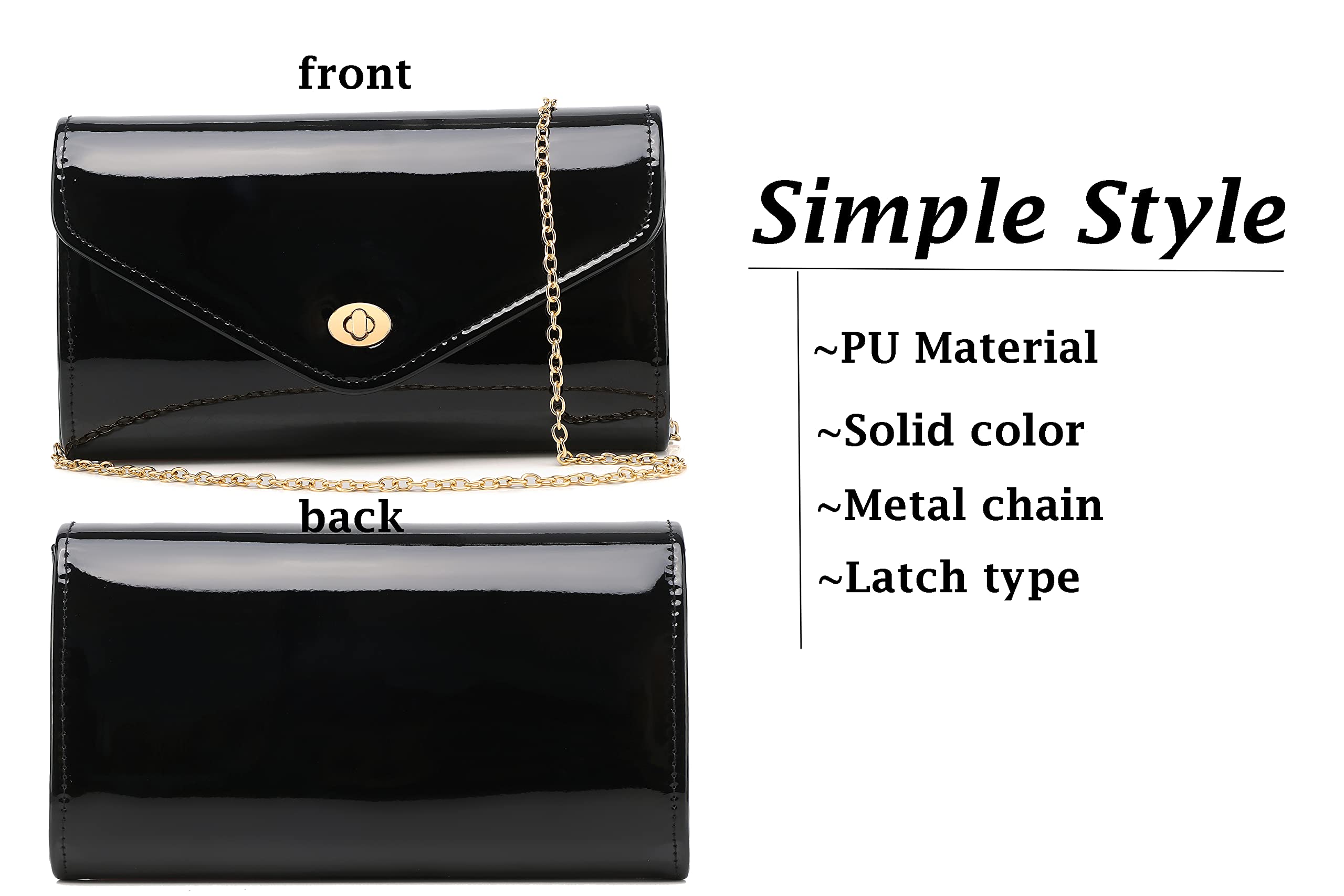 Shiny Patent Leather Envelope Clutch Purse for Women - Elegant Candy Evening Handbag for Concert, Prom, Party & Gift - Perfect for Formal Events, Date Nights & Special Occasions