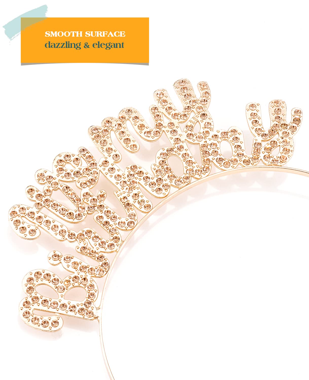 Birthday Crown for Girls & Women - Cute Birthday Tiara, Sash & Headband Set - Champagne Birthday Party Decorations & Gifts - Perfect for Birthday Celebrations, Princess Parties & Special Occasions