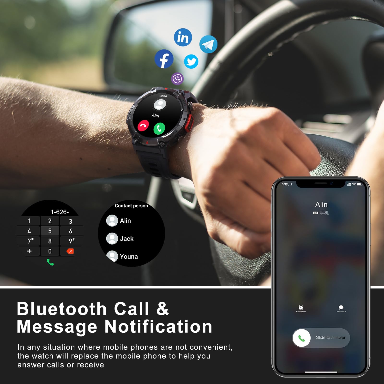 Military Smart Watch for Men - Fitness Tracker with Heart Rate Monitor, Waterproof Activity Watch for Running & Outdoor | Make/Answer Calls | Compatible with Android iPhone Samsung | Perfect for Workouts, Hiking & Daily Use