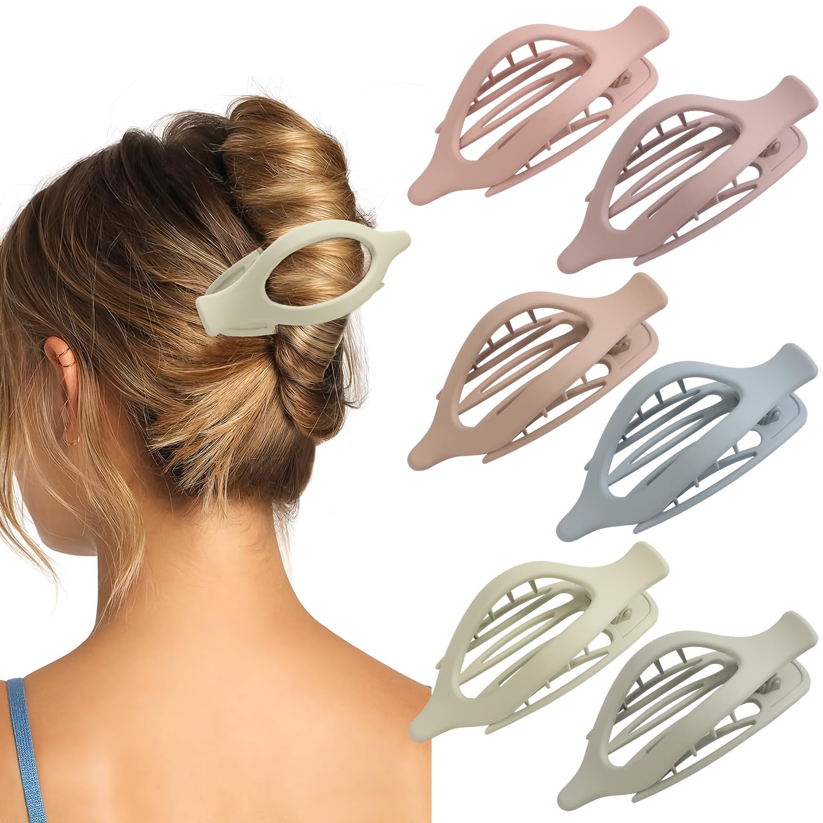 6PCS French Concord Claw Hair Clips - 4.72 Inch Macron Color Hair Claws for Women & Girls - Perfect for Thick or Thin Hair - Hair Accessories for School, Work, Parties & Everyday Styling