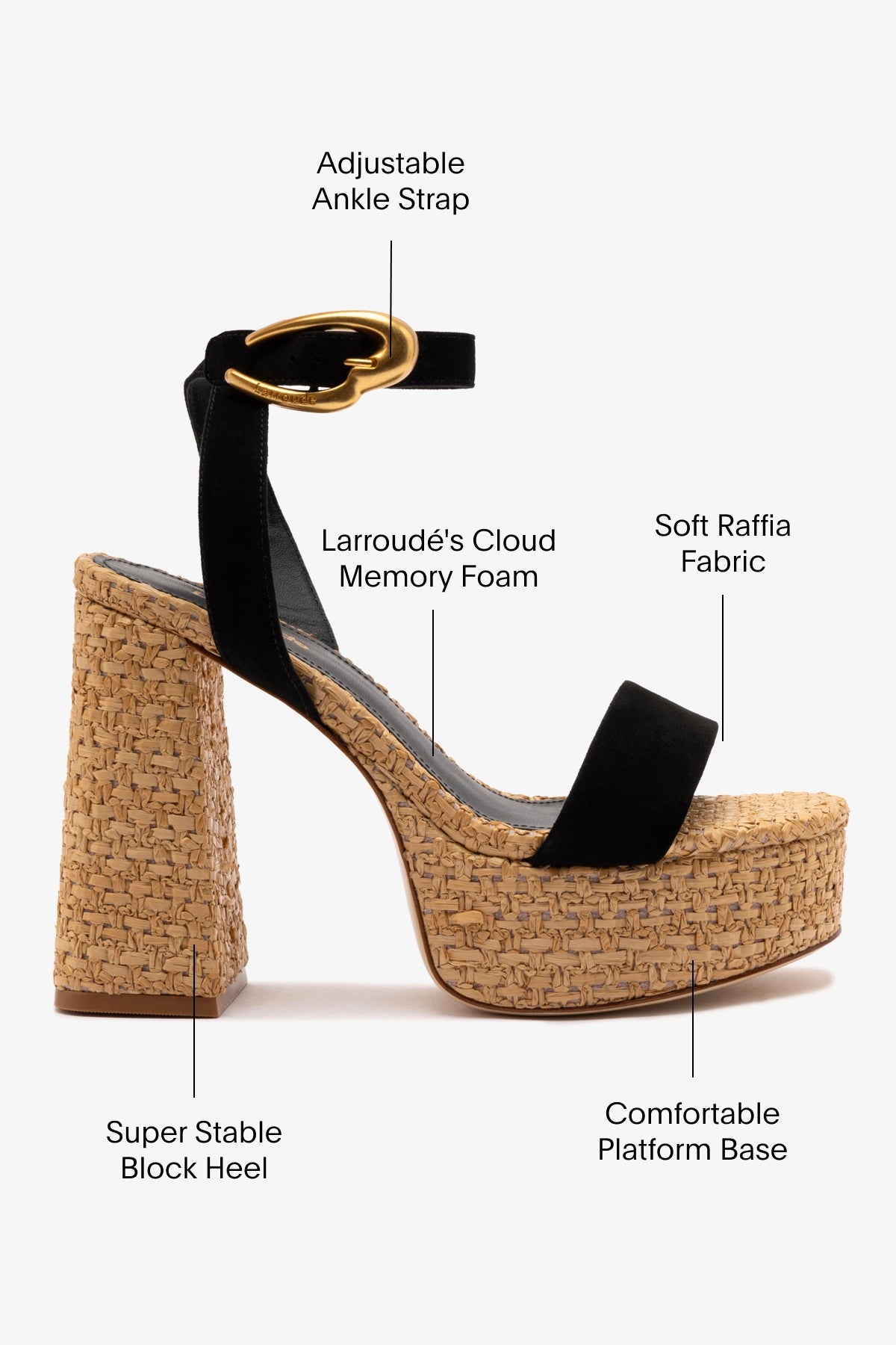 Dolly Verona Sandal - Black Suede & Natural Raffia Women's Comfortable Summer Sandals for Beach, Vacation and Casual Outings