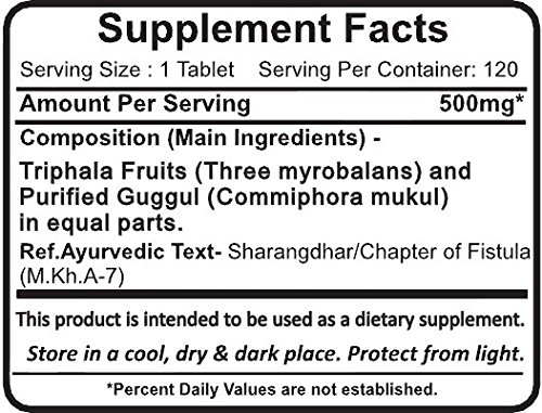 Planet Ayurveda Triphala Guggul Herbal Tablets - 100% Natural Pure Ayurvedic Supplement for Digestion & Detox (240 Tablets - 2 Bottles x 120) - Supports Weight Management & Healthy Metabolism | Daily Wellness Routine