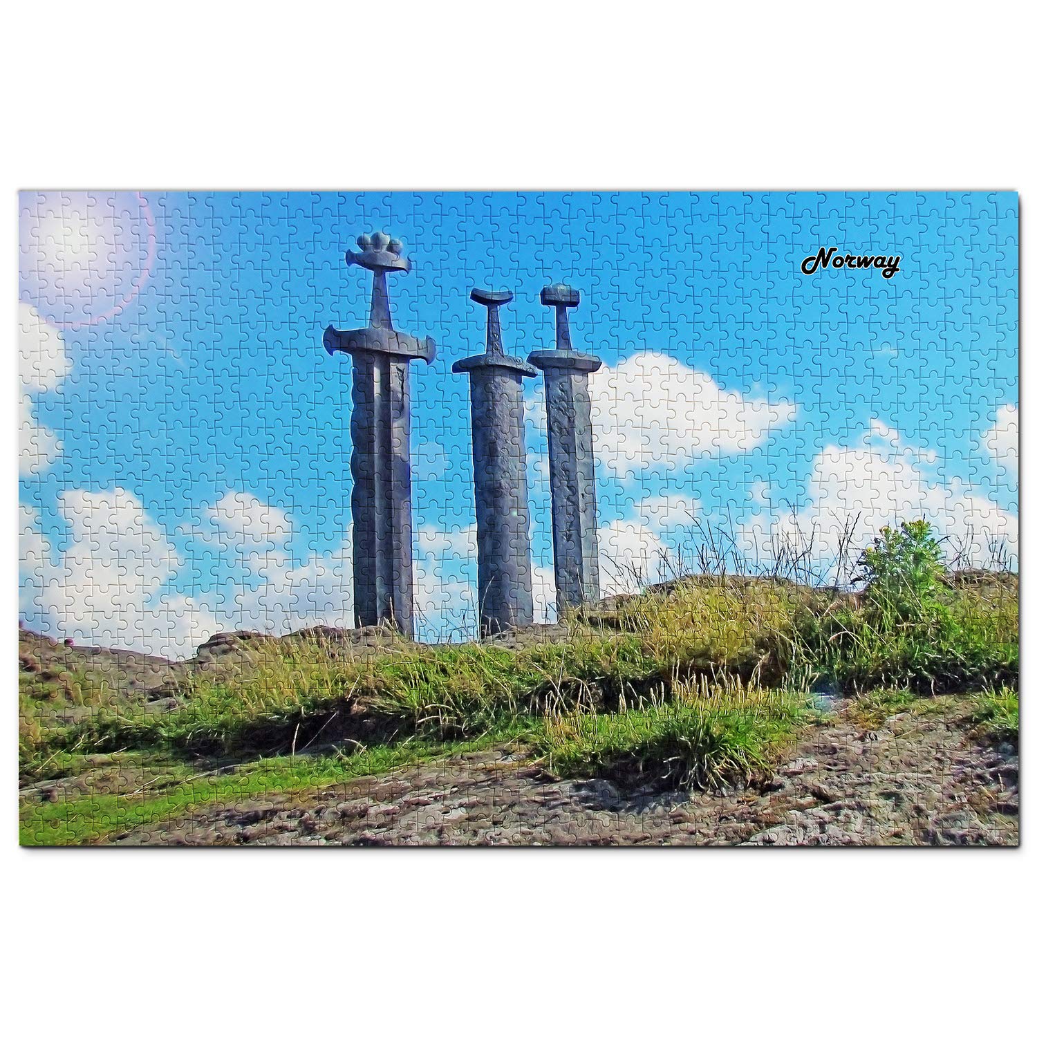 1000-Piece Norway Three Swords Stavanger Wooden Jigsaw Puzzle - Scenic Travel Souvenir & Home Decor for Puzzle Lovers, Adults & Families
