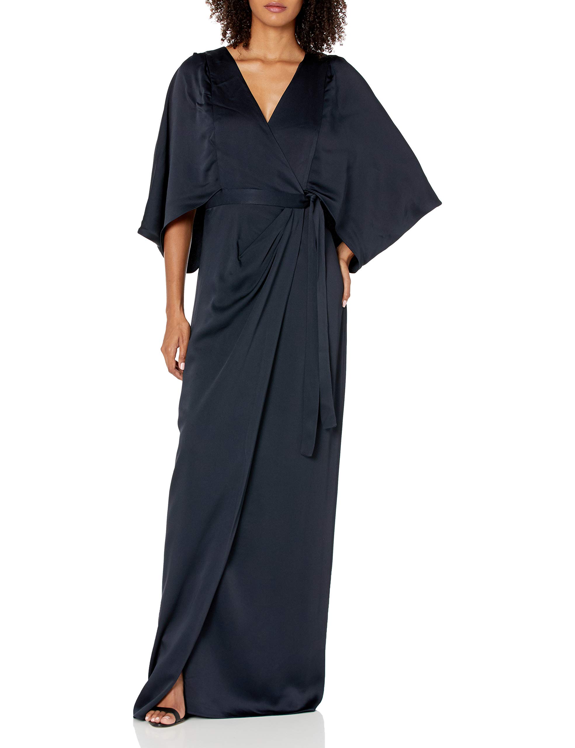 HALSTON Women's Wrap Dress - Elegant V-Neck Sleeveless Flowy Midi Dress for Summer, Beach, and Casual Wear