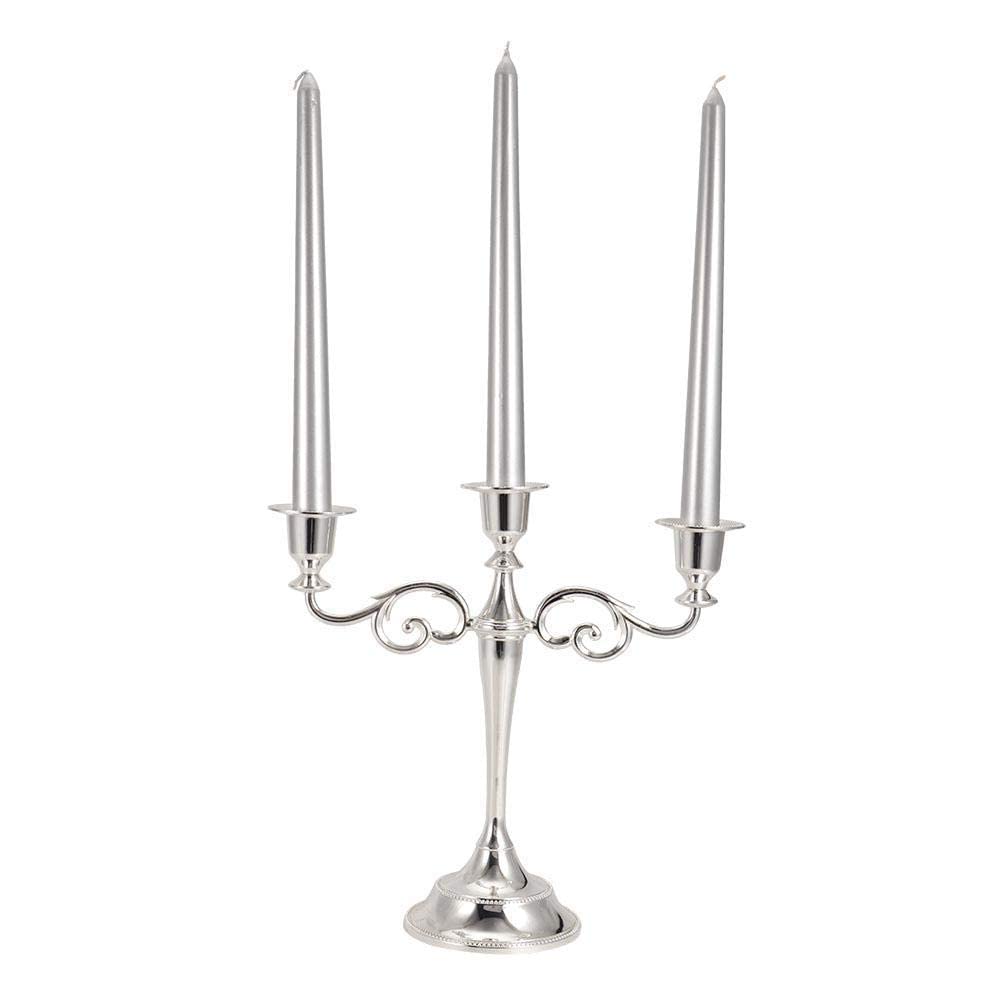3-Arm Flameless Candle Holder - Vintage Candlestick Set for Romantic Wedding, Christmas & Home Decor | Perfect for Dining Table, Family Reunion & Party Decoration