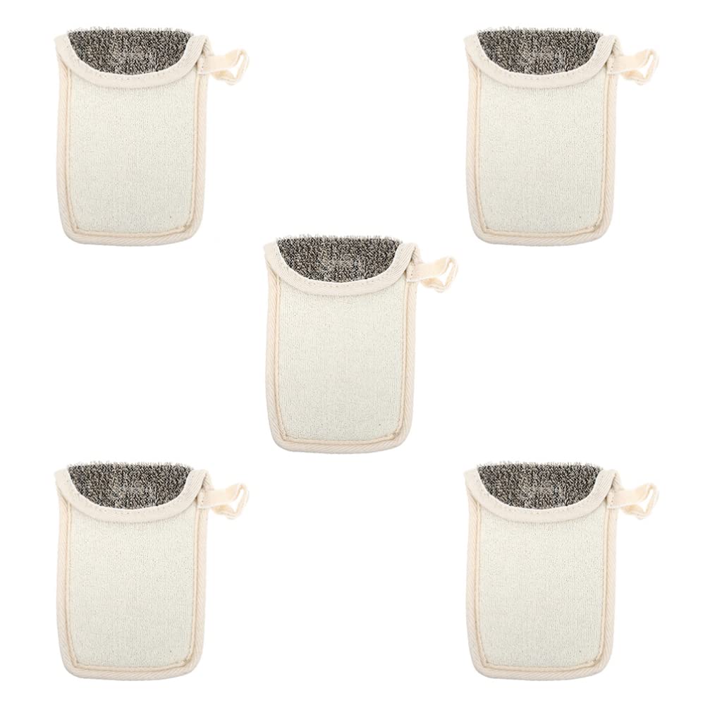 5-Pack Black Linen Soap Bags - Reusable Foaming Soap Pouches for Face & Body Wash, Exfoliating Mesh Scrubber for Bar Soap, Eco-Friendly Soap Savers (Great for Travel, Gym & Daily Skincare Routine)