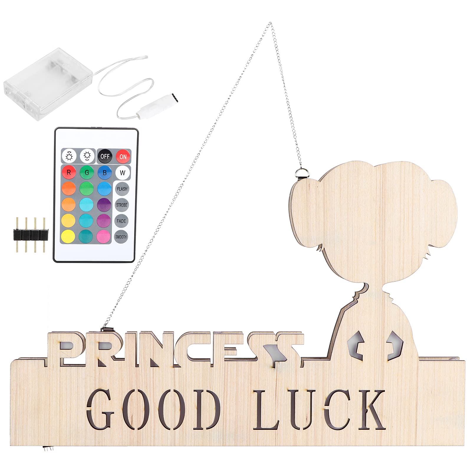 Princess Shaped Wooden Night Light with Remote Control - Cute Nursery Decor for Baby Room, Kids Bedroom & Desk - Perfect for Bedtime Stories, Night Feedings & Soothing Nighttime Fears