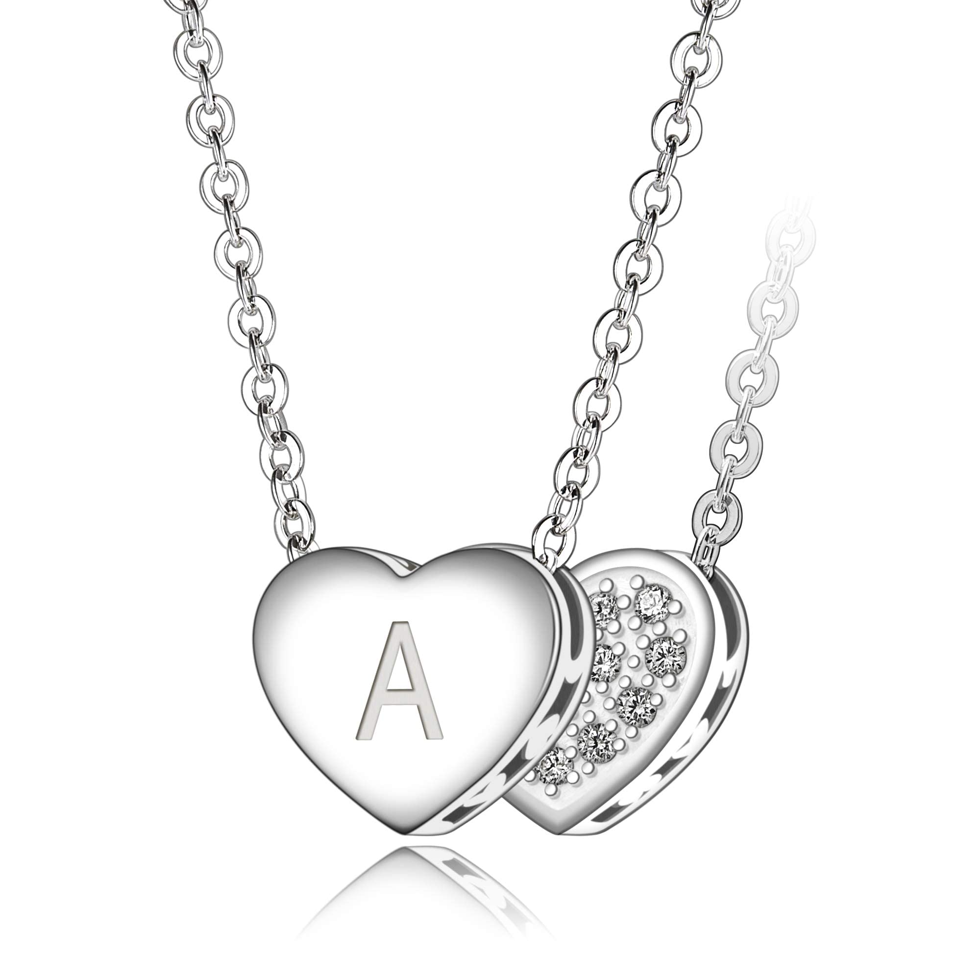 Personalized Initial Necklaces for Women - Sterling Silver Heart Pendant with A-Z Letter Charm - Custom Name Necklace Jewelry Gift for Her - Perfect for Birthdays, Anniversaries, and Everyday Wear