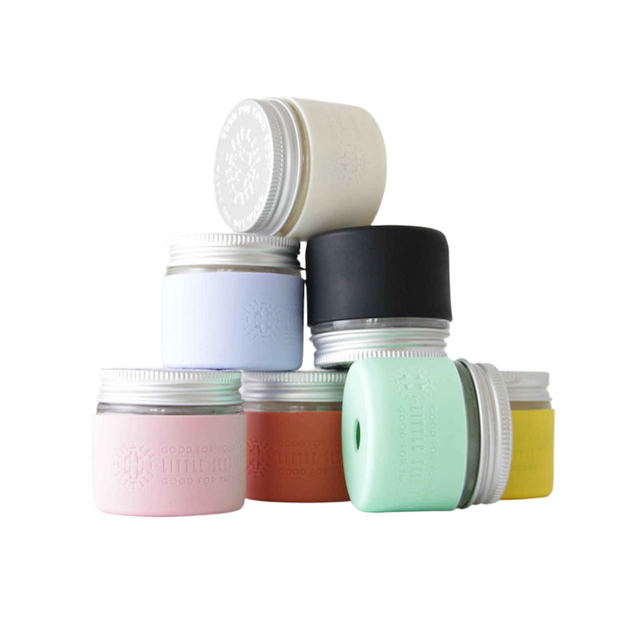 Little Seed Farm Protective Silicone Sleeves for Jars - 2 Pack Light Pink - Heat Resistant & Non-Slip Sleeves for Mason Jars, Drinking Glasses & Food Storage - Perfect for Home, Kitchen & Picnic Use