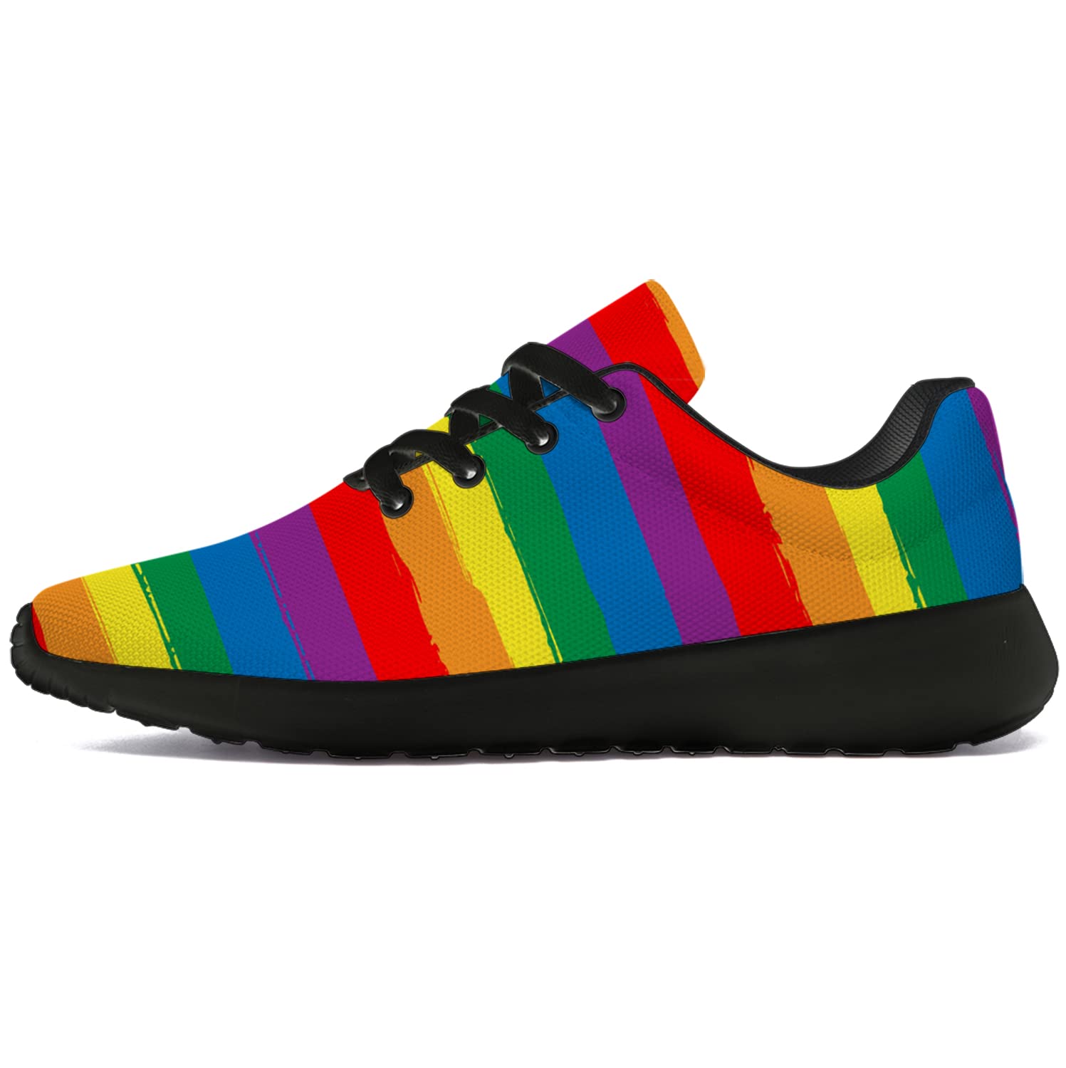 **Rainbow Pride Shoes for Women & Men - LGBT Running Sneakers with Rainbow Stripes & Flag Design - Comfortable Walking & Tennis Shoes - Perfect for Pride Month & LGBTQ+ Events - Size 8.5 Women / 7 Men**