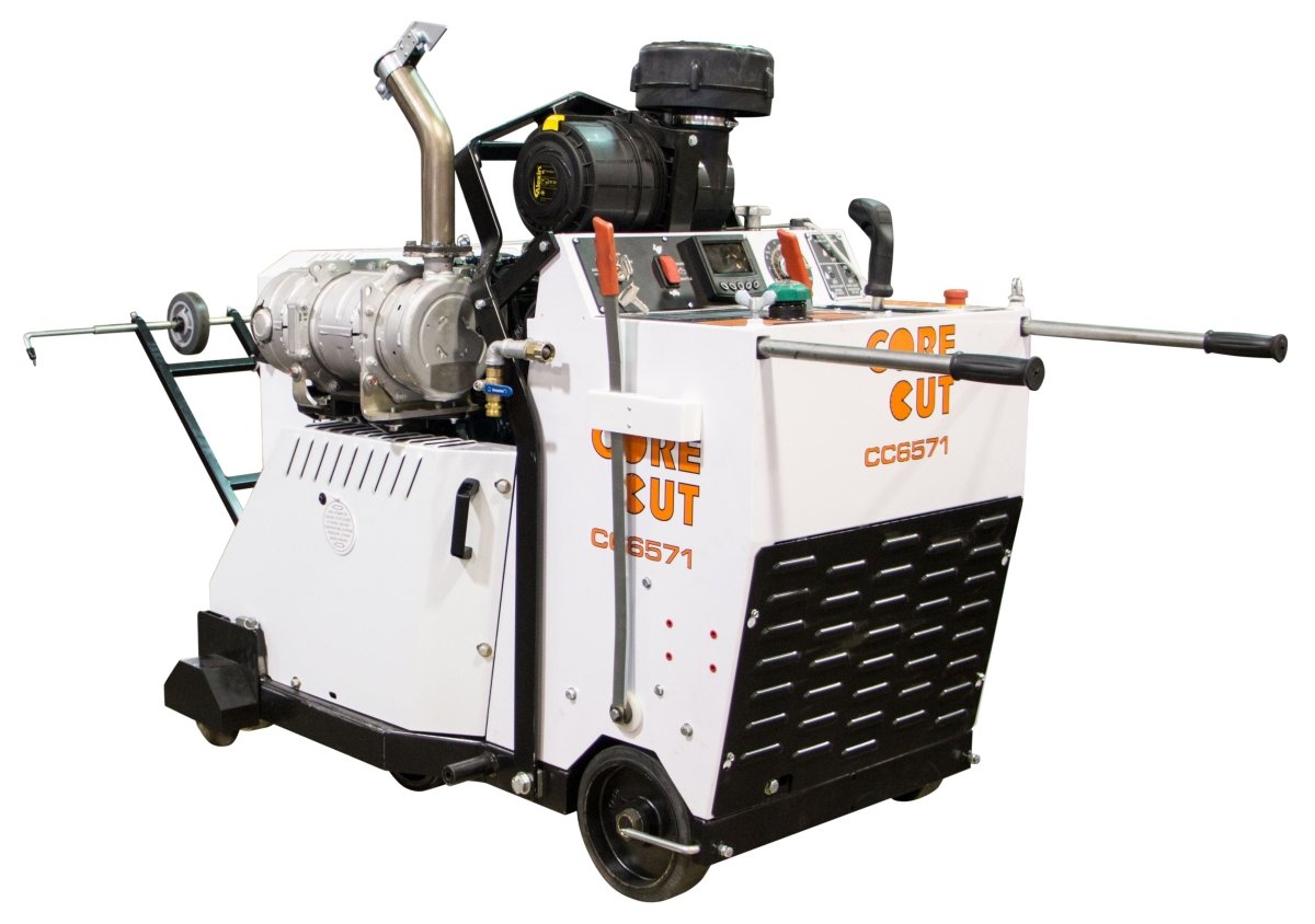 CC6571D Diesel Liquid Cooled Walk Behind Concrete Saw - Heavy Duty Construction Equipment for Cutting Asphalt, Concrete & Pavement - Ideal for Road Work, Demolition & Landscaping Projects