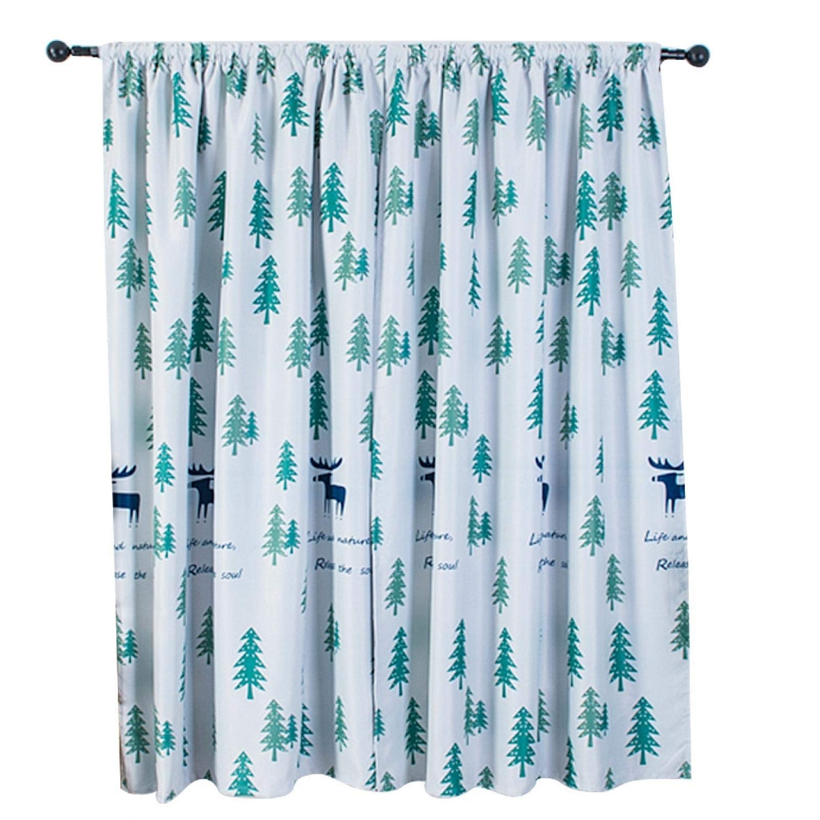 Kuuleyn Print Curtains - Christmas Tree Pattern Polyester Window Drapes, Blackout Panels for Living Room & Bedroom | Holiday Home Decor, Seasonal Window Treatments
