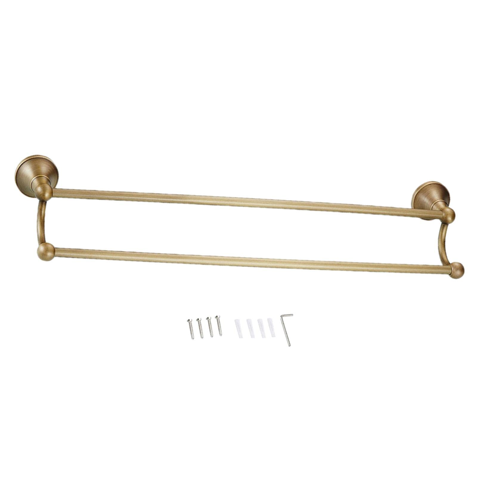 LOOM TREE® 60cm Brass Double Towel Bar - Premium Bathroom Hardware Wall Mounted Towel Rack Holder | Durable & Stylish for Bathroom, Spa, or Guest Room Organization