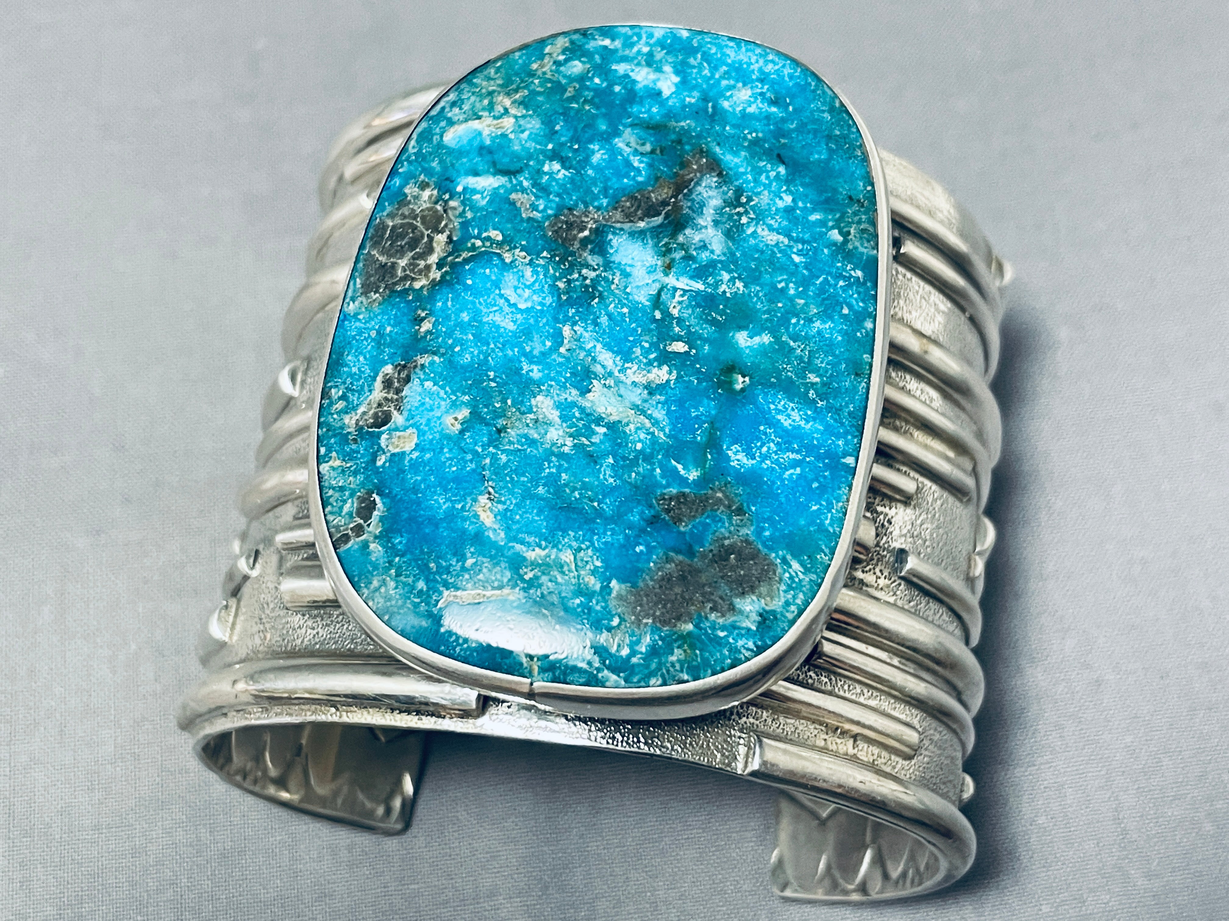 200 Gram Monster Gilbert Turquoise Native American Navajo Sterling Silver Bracelet - Handmade Southwest Jewelry for Women & Men - Perfect for Boho Fashion, Gift Giving & Special Occasions