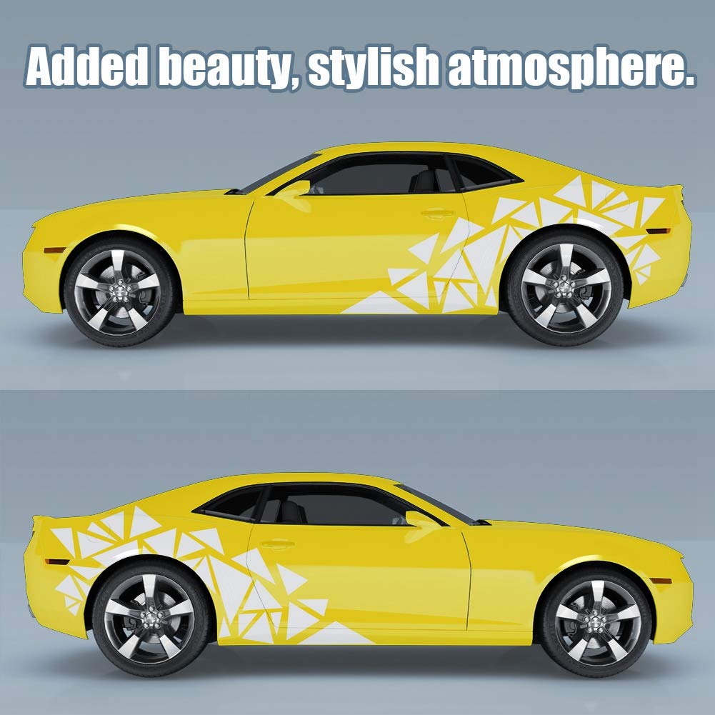 2 Pack White Triangle Vinyl Car Decals - DIY Auto Body Stickers for Cars, Trucks & SUVs - Waterproof Decorative Graphics for Windows, Bumpers & Rear Windshields