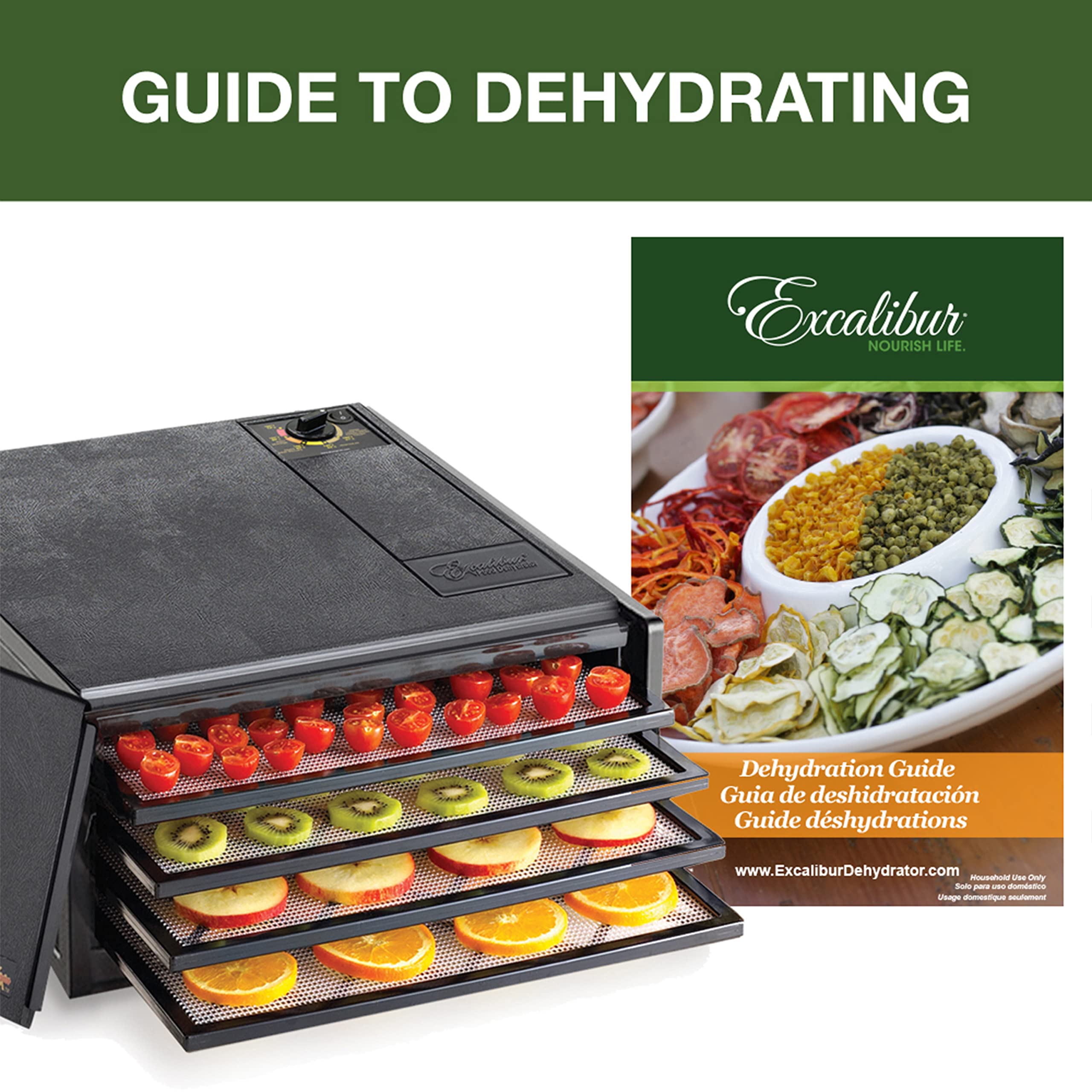 Excalibur 2400W Electric Food Dehydrator with Adjustable Thermostat & Precise Temp Control - 4 Stainless Steel Trays for Fast Drying Fruits, Jerky, Herbs - Perfect for Home Kitchen, Camping & Healthy Snacks
