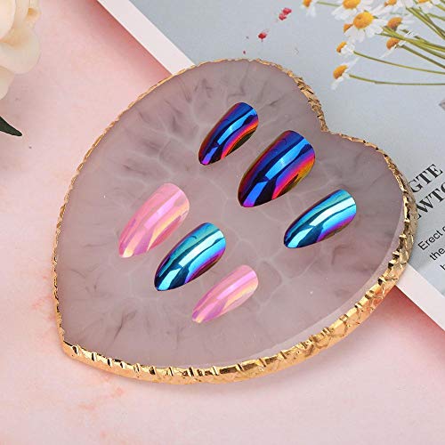 Resin Stone Nail Art Palette - Heart Shaped Color Mixing Dish for Nail Polish, Foundation & Lipstick | Perfect for DIY Nail Designs, Makeup Blending & Salon Use (Gray)