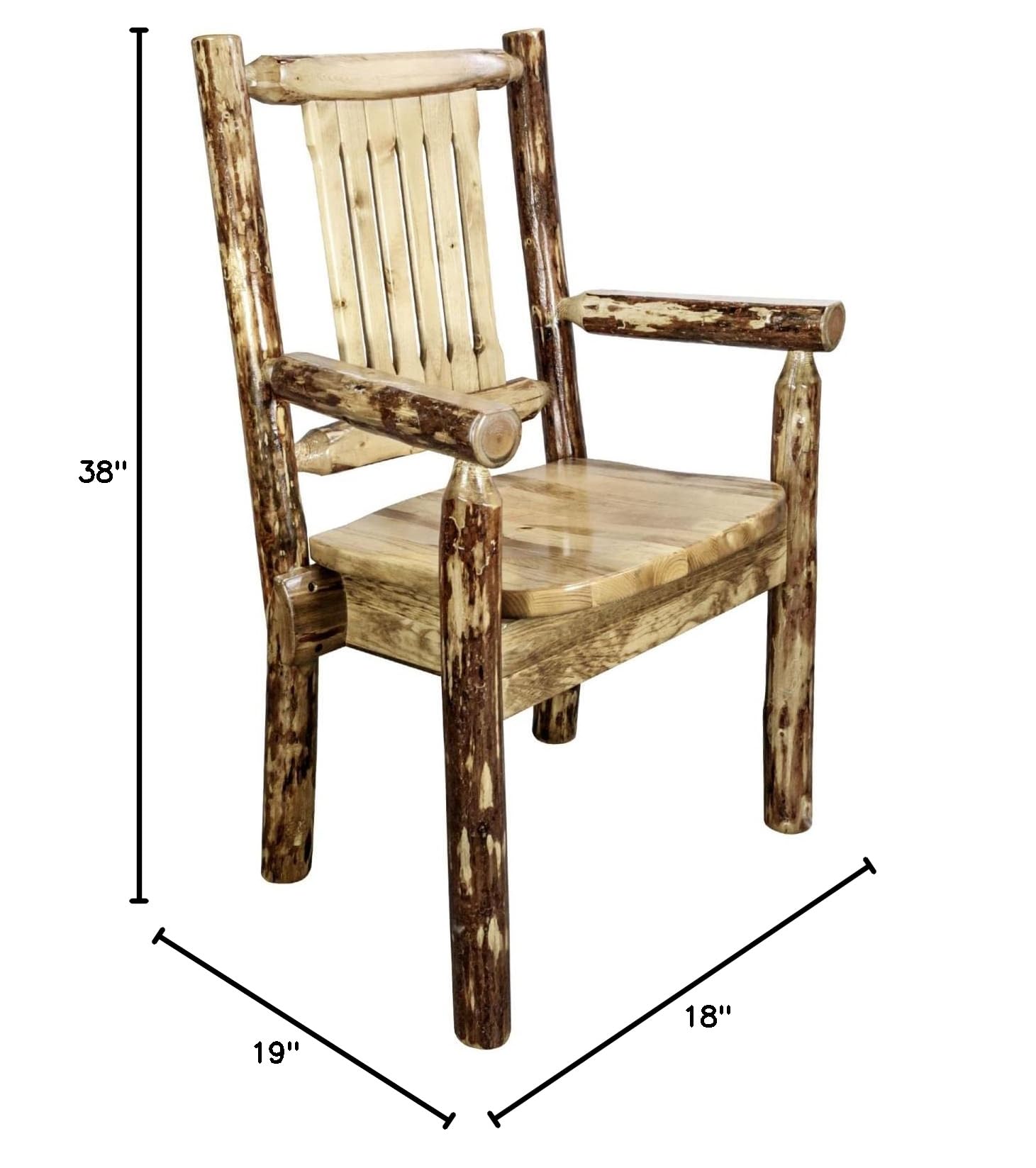 Montana Woodworks Log Furniture - Handcrafted Captain Chair from Glacier Country Collection - Rustic Home Decor for Cabin, Lodge & Outdoor Living